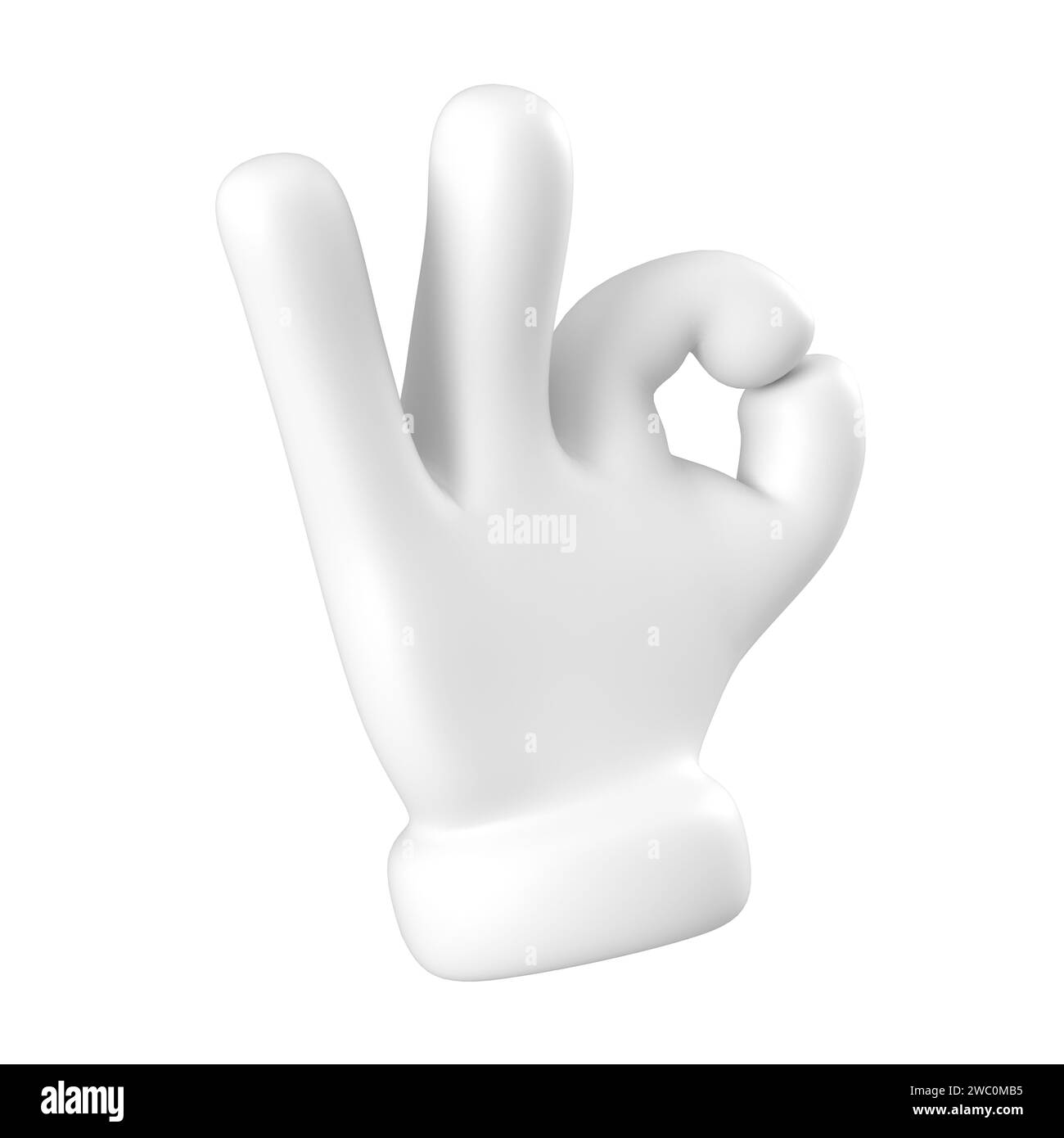 White emoji close up showing okay gesture isolated. Showing hand agree ...