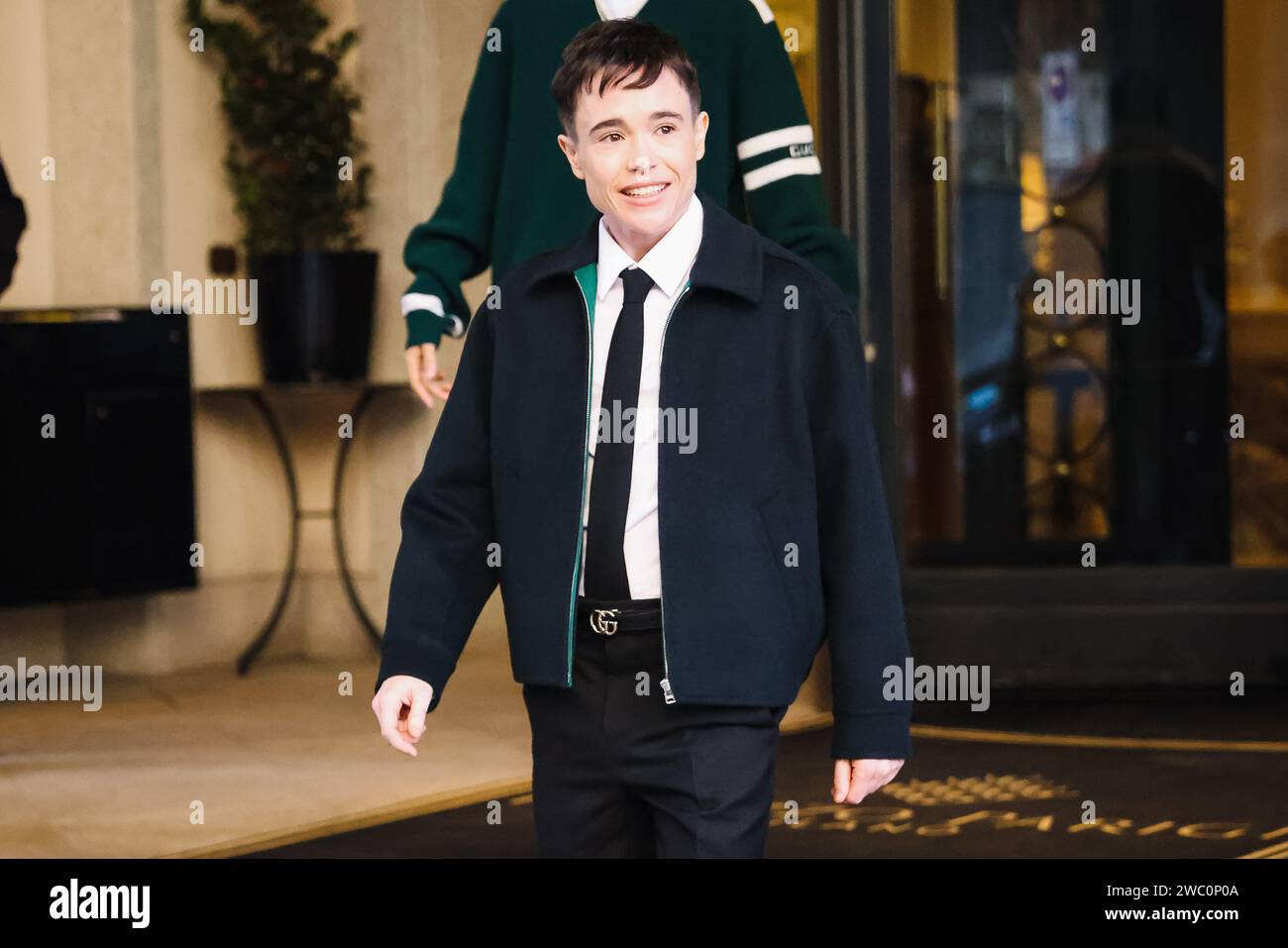 Milan, Italy. 12th Jan, 2024. Elliot Page is attending the Milan Fashion Week Menswear Fall