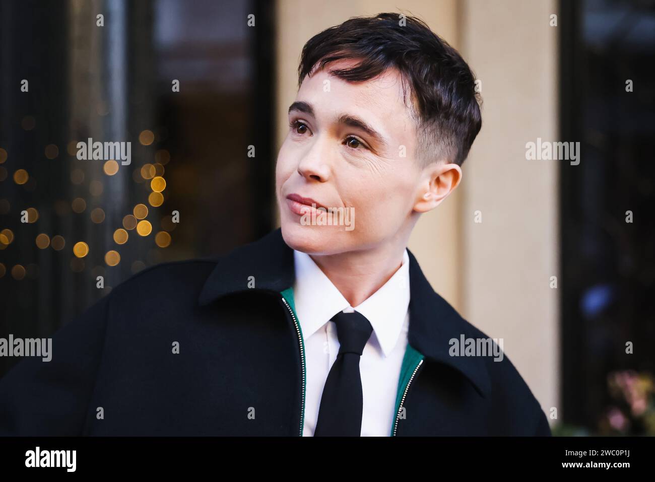 Milan, Italy. 12th Jan, 2024. Elliot Page is attending the Milan Fashion Week Menswear Fall