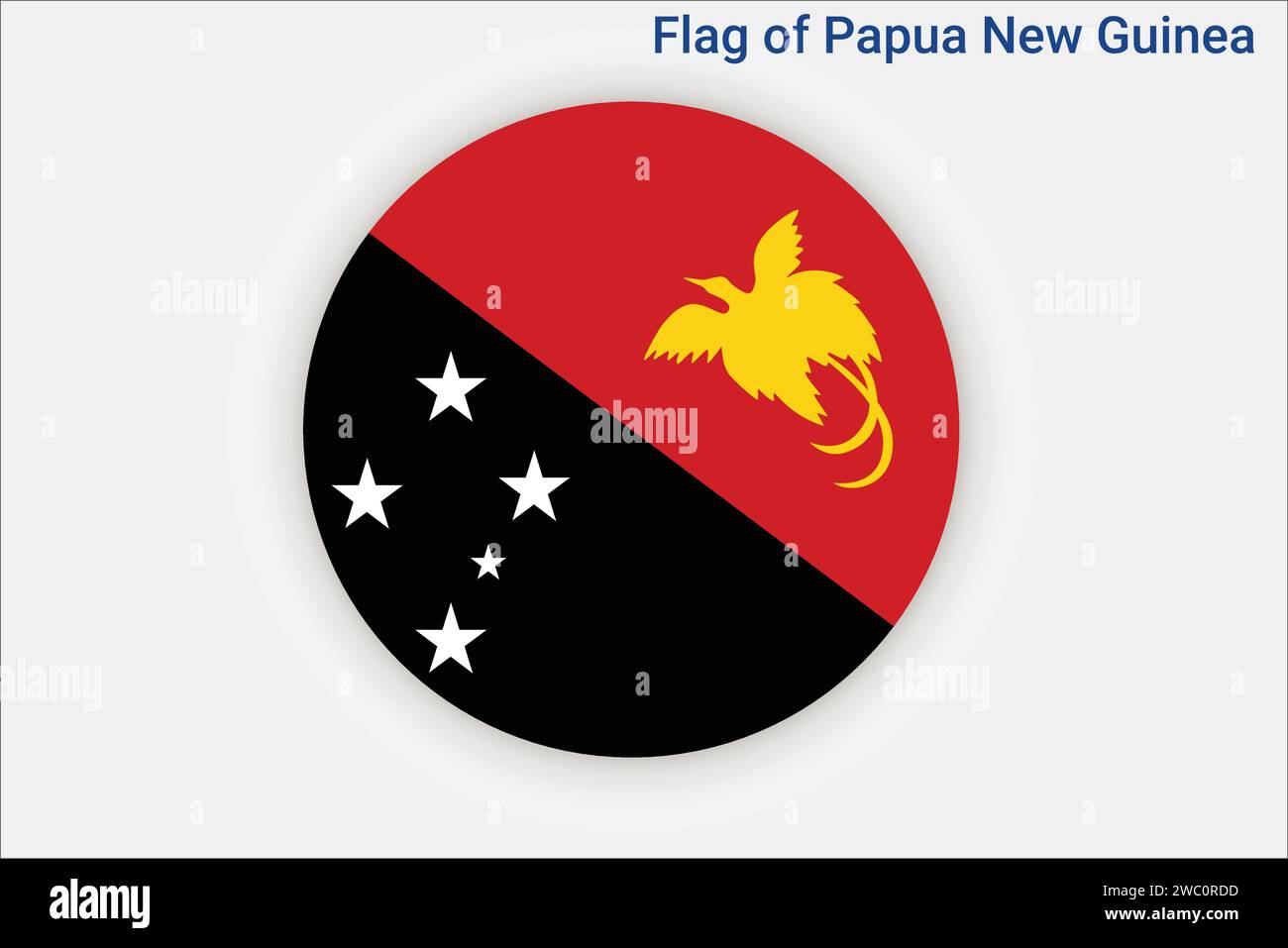 High detailed flag of Papua New Guinea. National Papua New Guinea flag. Oceania. 3D illustration. Stock Vector