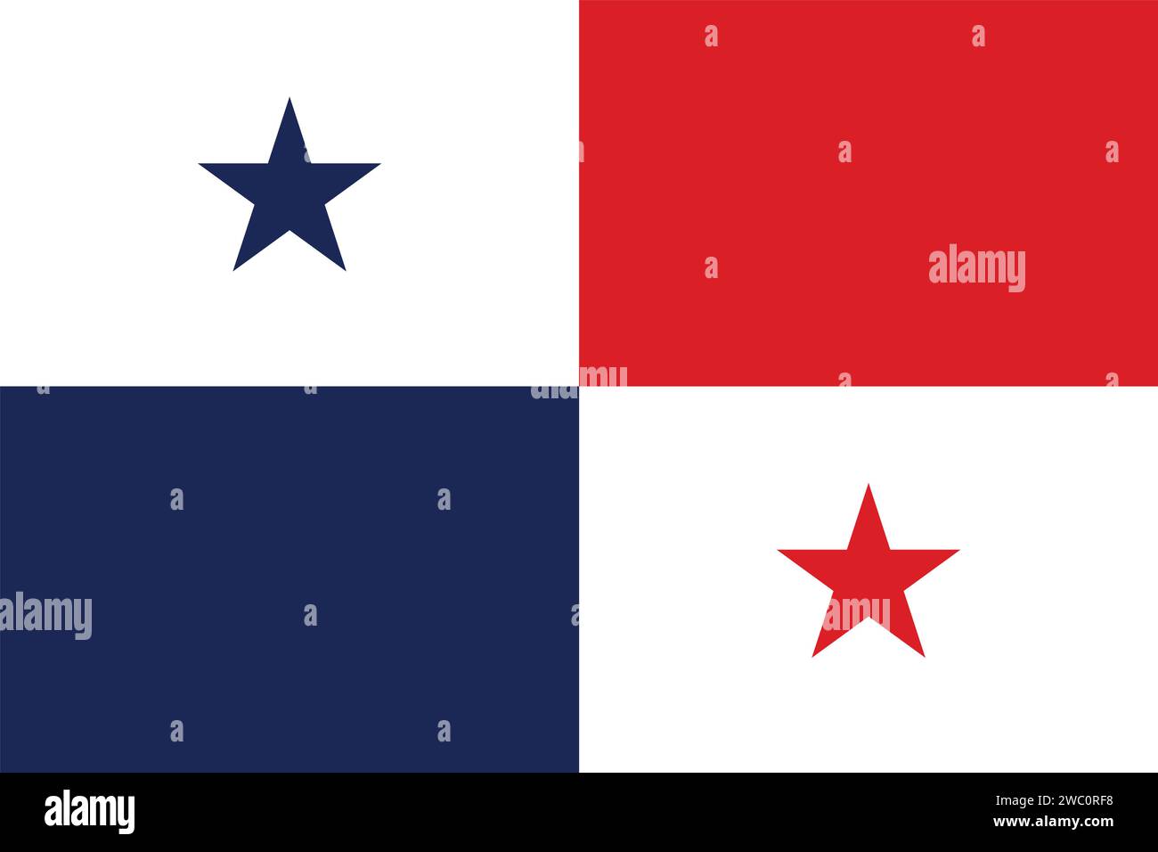 High detailed flag of Panama. National Panama flag. North America. 3D illustration. Stock Vector