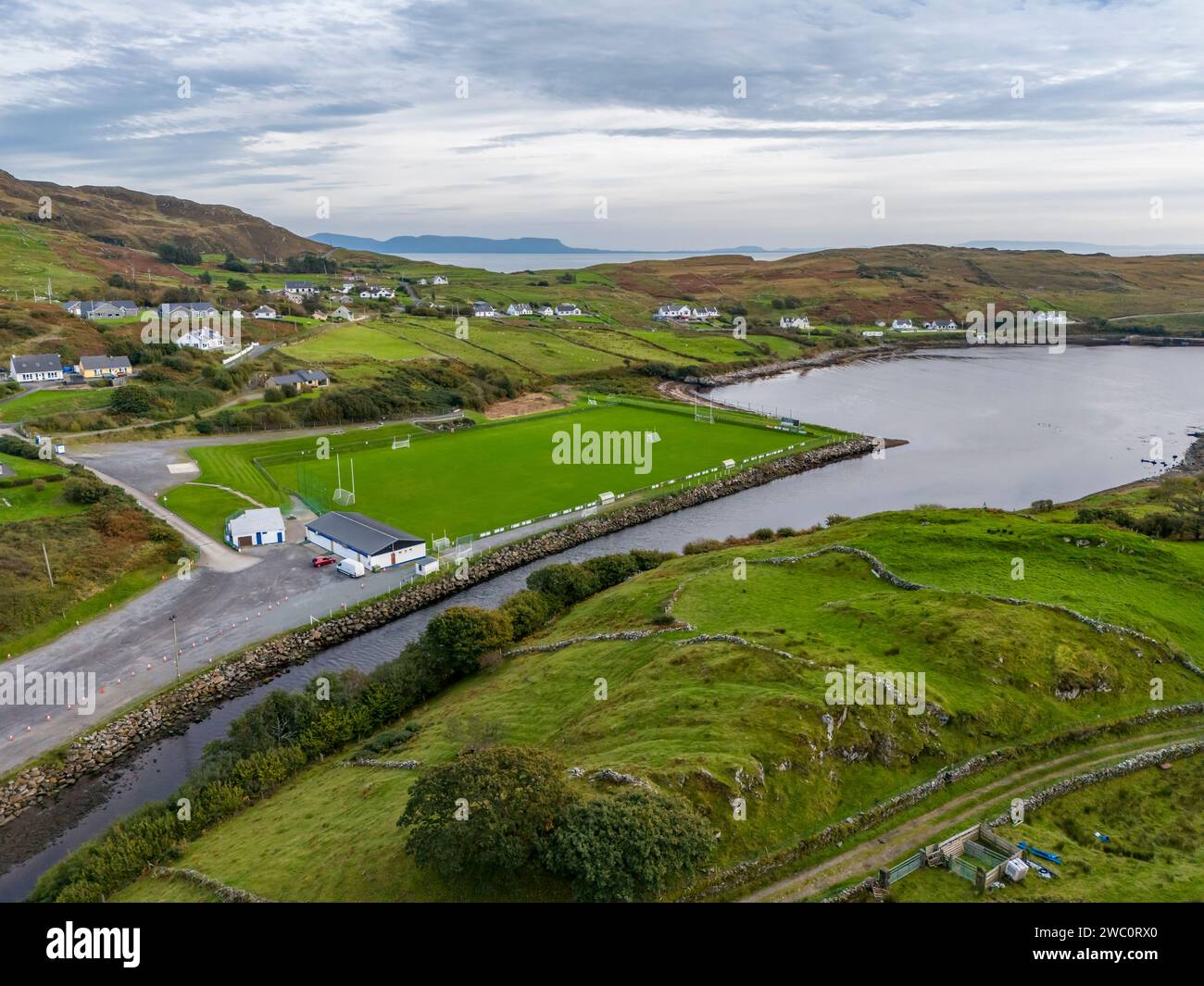 Aerial view of Kilcar in County Donegal - Ireland. Stock Photo