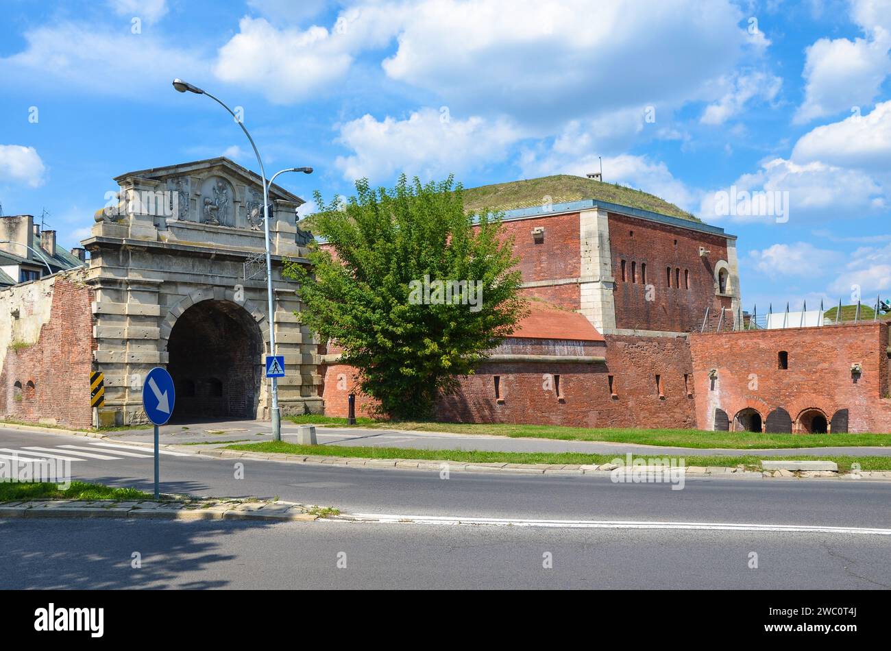 Fortifications of the fortress and city of Zamosc. View of the bastion VII and the Lwowska Gate. Zamosc is a historical city in southeastern Poland. Stock Photo