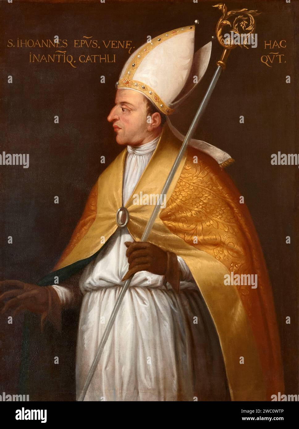 San Giovanni vescovo olio su tela Giambattista Lanceni XVIII