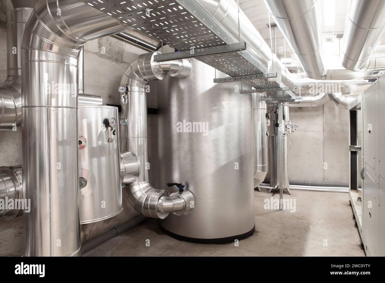 HVAC system, pipes and boiler room, heating, ventilation, air