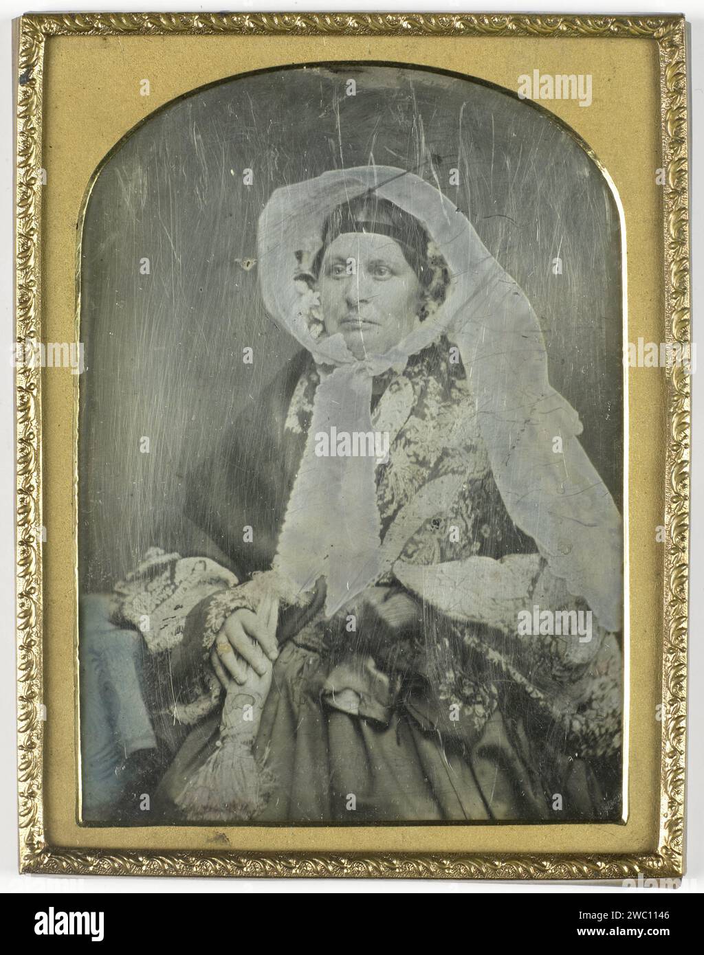 Portrait of an unknown woman, H.C. Booth, 1840 - 1860 photograph   copper (metal). glass  adult woman. historical persons Stock Photo