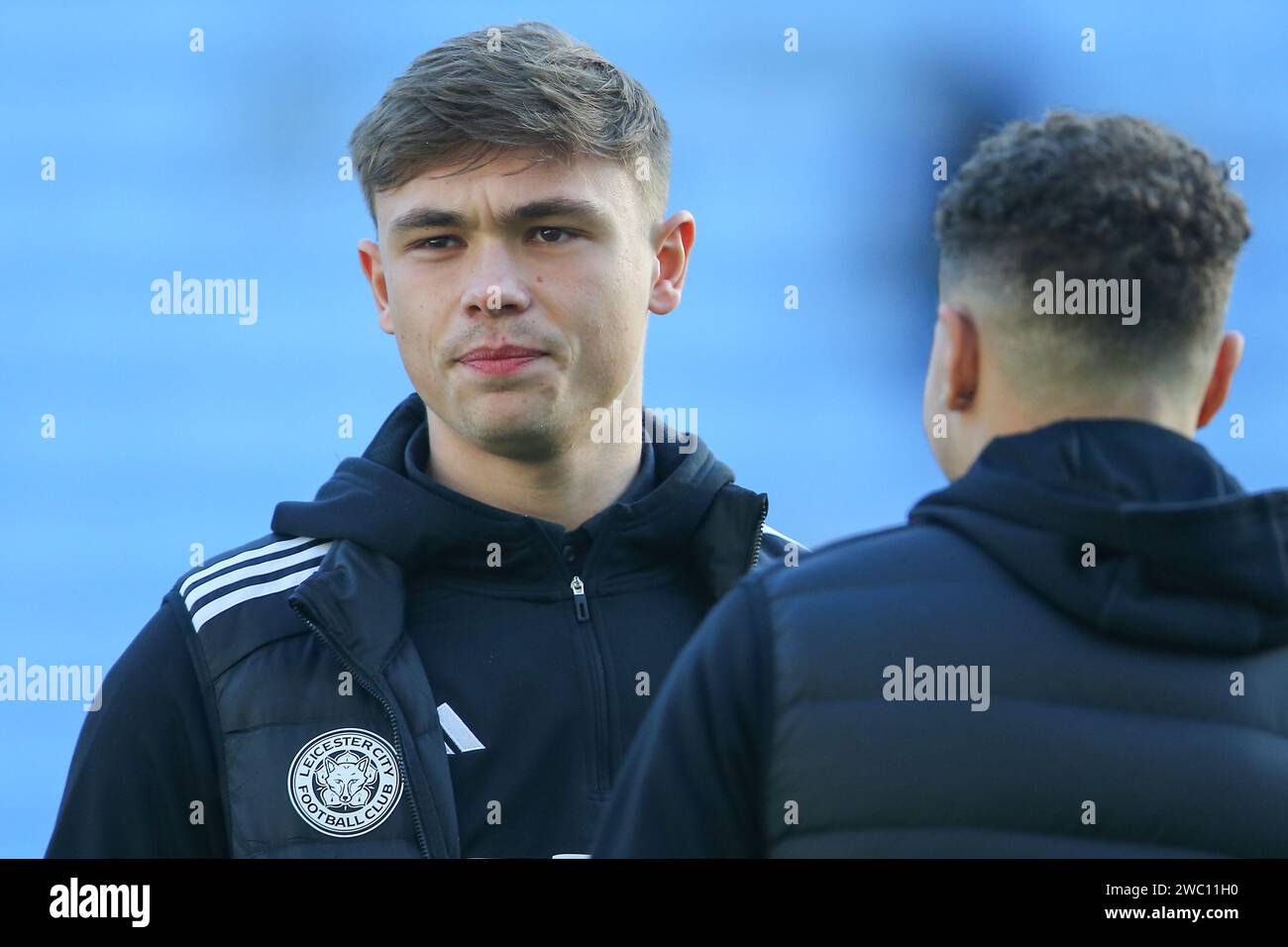 Callum Doyle of Leicester City arrives ahead of the Sky Bet Championship match Coventry City vs Leicester City at Coventry Building Society Arena, Coventry, United Kingdom, 13th January 2024  (Photo by Gareth Evans/News Images) Stock Photo
