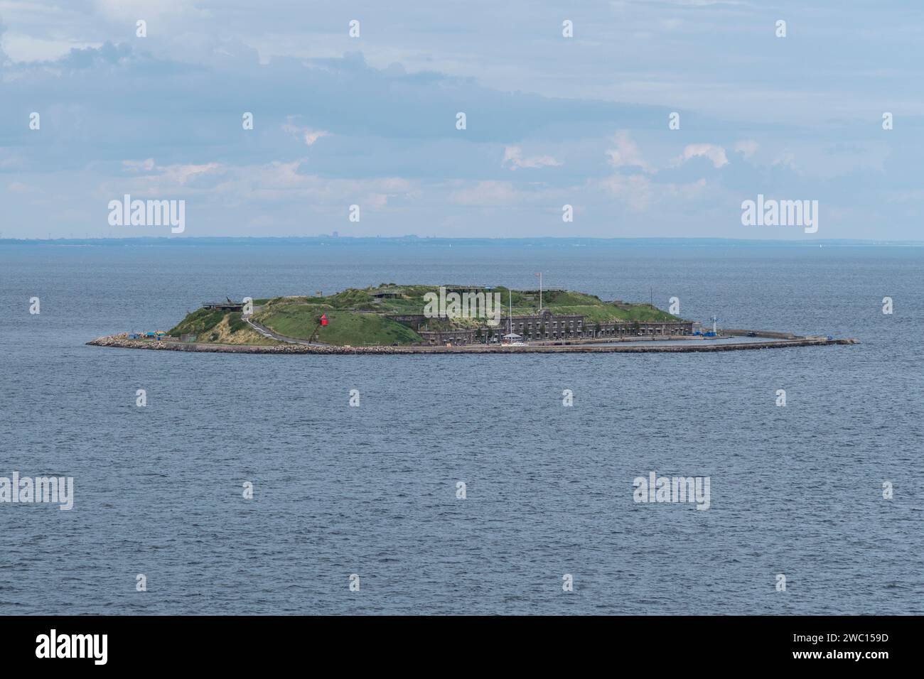 The Ungdomsøen (Middelgrundsfortet) viewed from a cruise ship departing Copenhagen, Denmark. Stock Photo