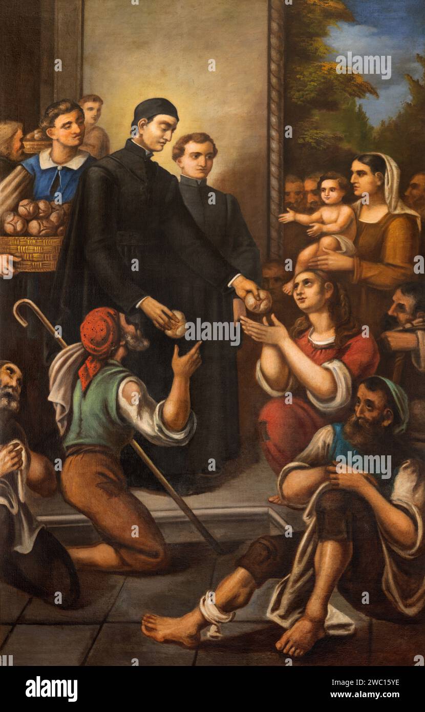 TREVISO, ITALY - NOVEMBER 4, 2023: The painting Saint Cajetan of Thiene in the church Chiesa di San Gaetano from 20. cent. Stock Photo