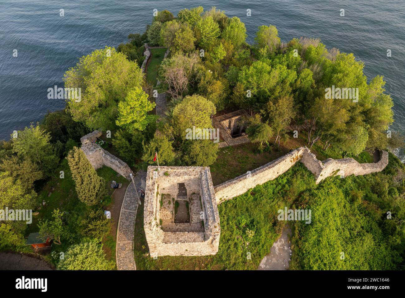 The Ceneviz Castle was built on a cliff located between two bays, 2.5 ...
