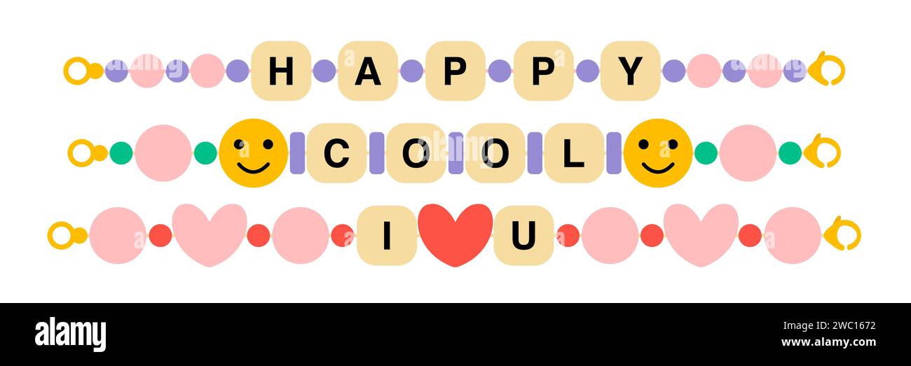 Cool trendy beaded bracelets set Stock Vector