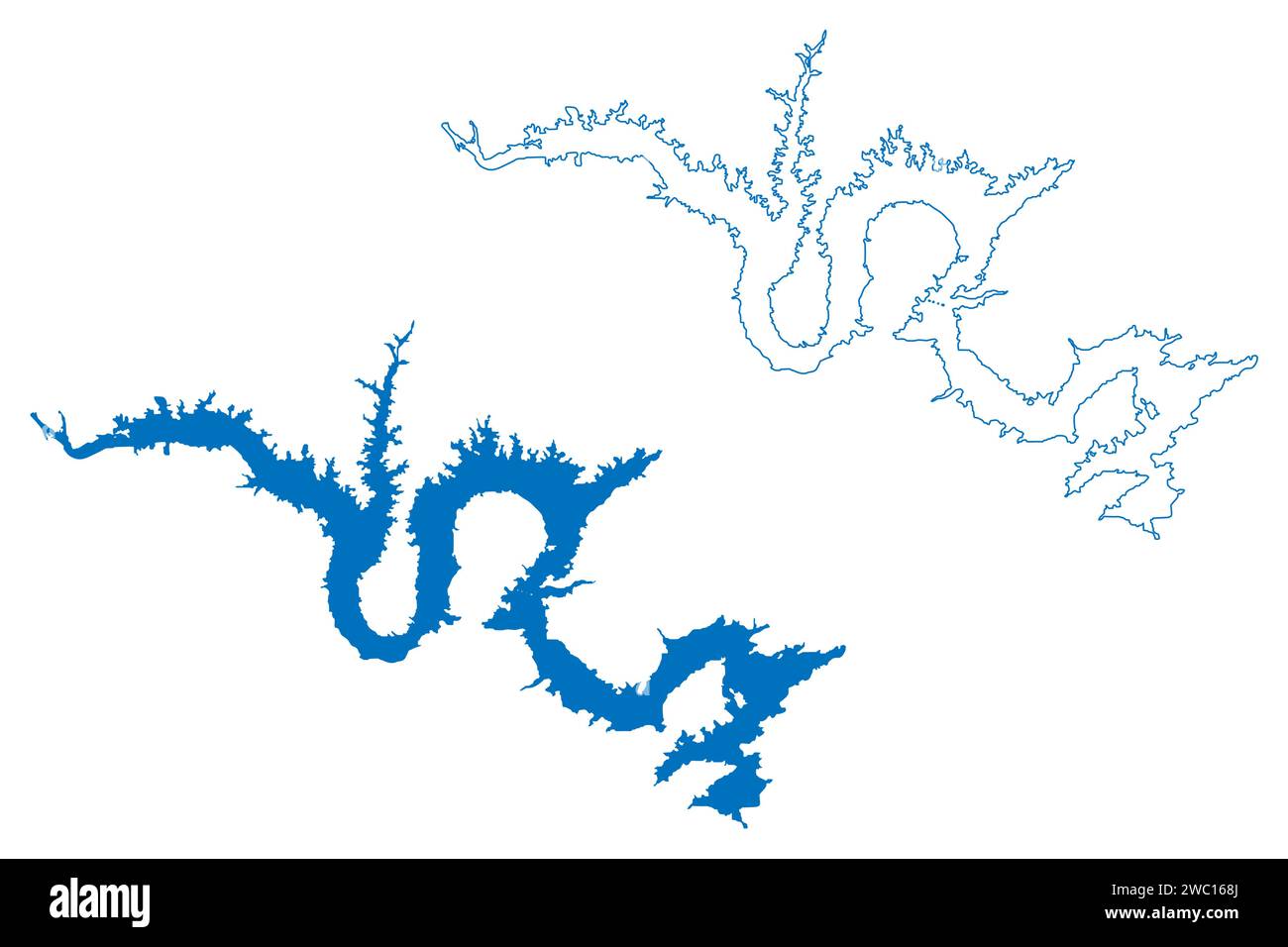 Luiz Gonzaga Lake (Federative Republic of Brazil) map vector illustration, scribble sketch Reservoir Itaparica dam map Stock Vector