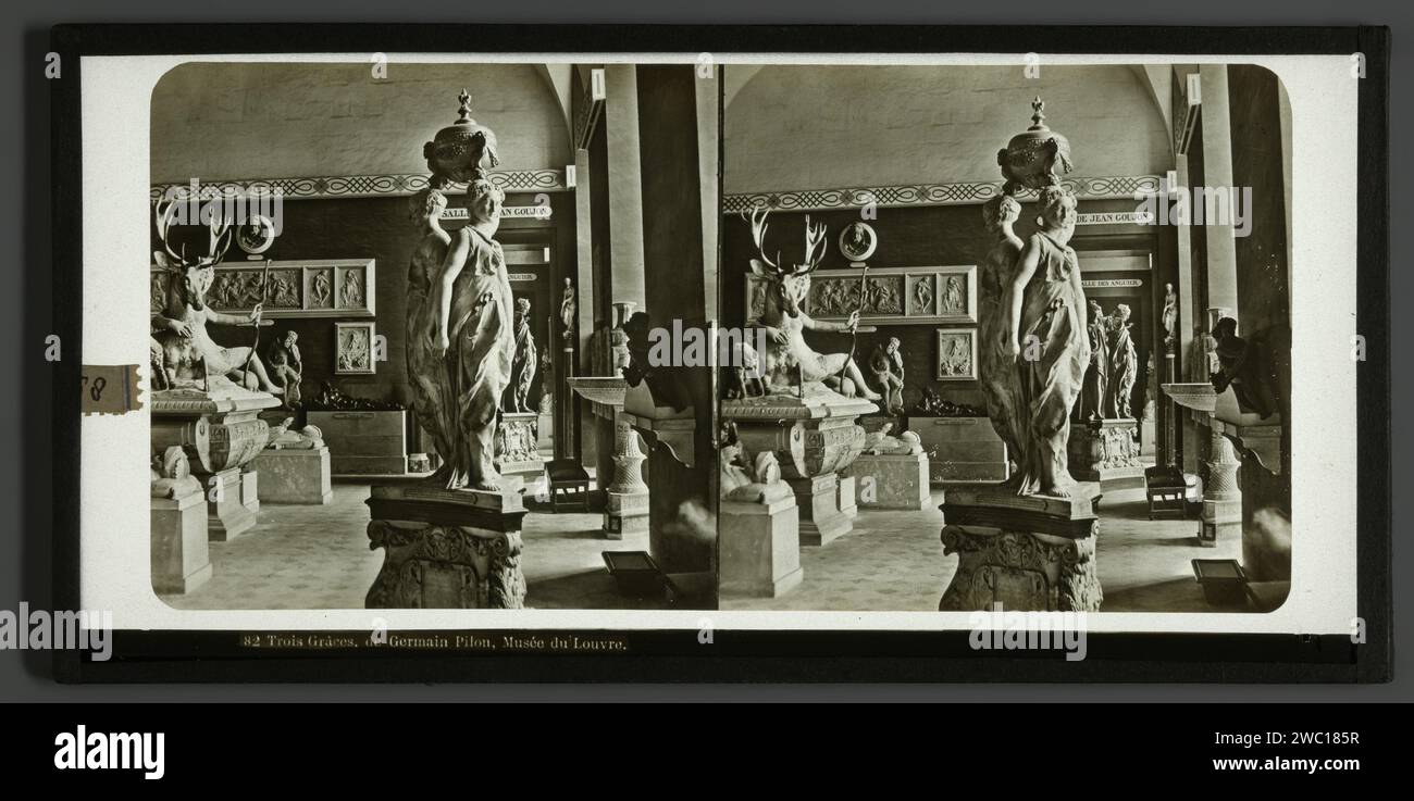 Sculpture of the three graces by Germain Pilon in the Musée du Louvre in Paris, France