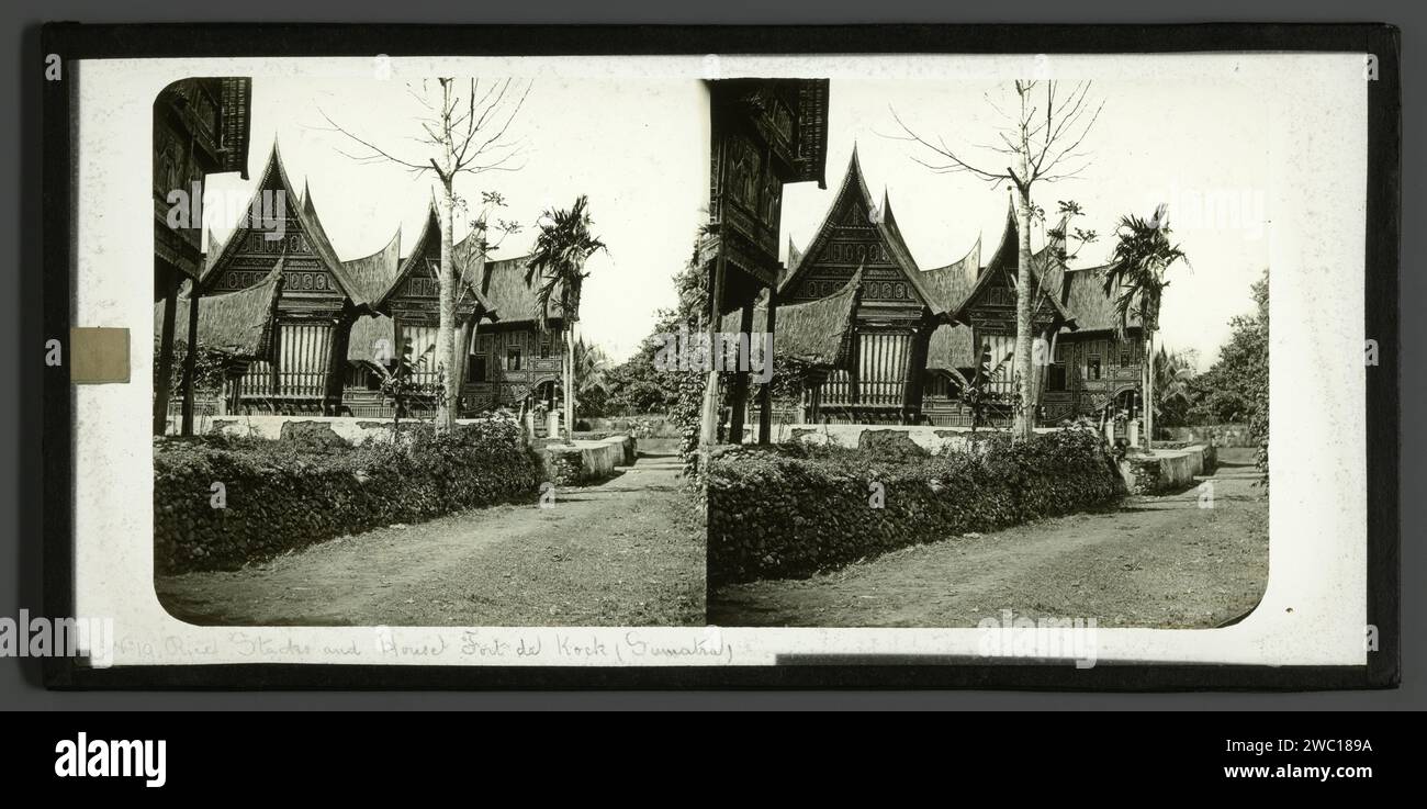View of Fort de Kock in Bukittinggi, Sumatra, Woodbury & Page (Possible), 1857 - 1864 photograph  Sumatra glass slide fortress Fort those chef Stock Photo