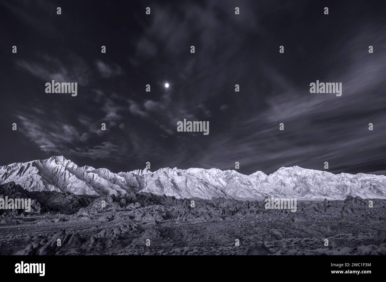 Alabama hills california black and white hi-res stock
