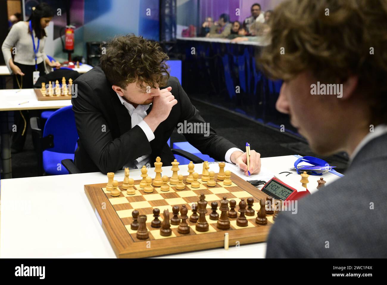WIJK AAN ZEE Hans Niemann in his match against Liam Vrolijk during