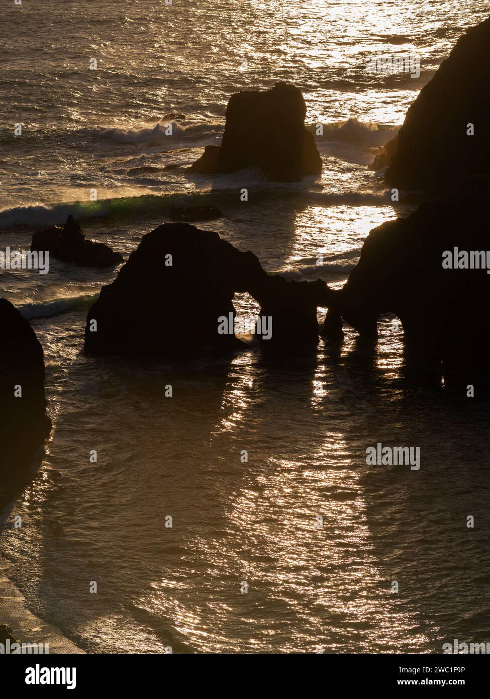 Sea arches, Mendocino County, California Stock Photo