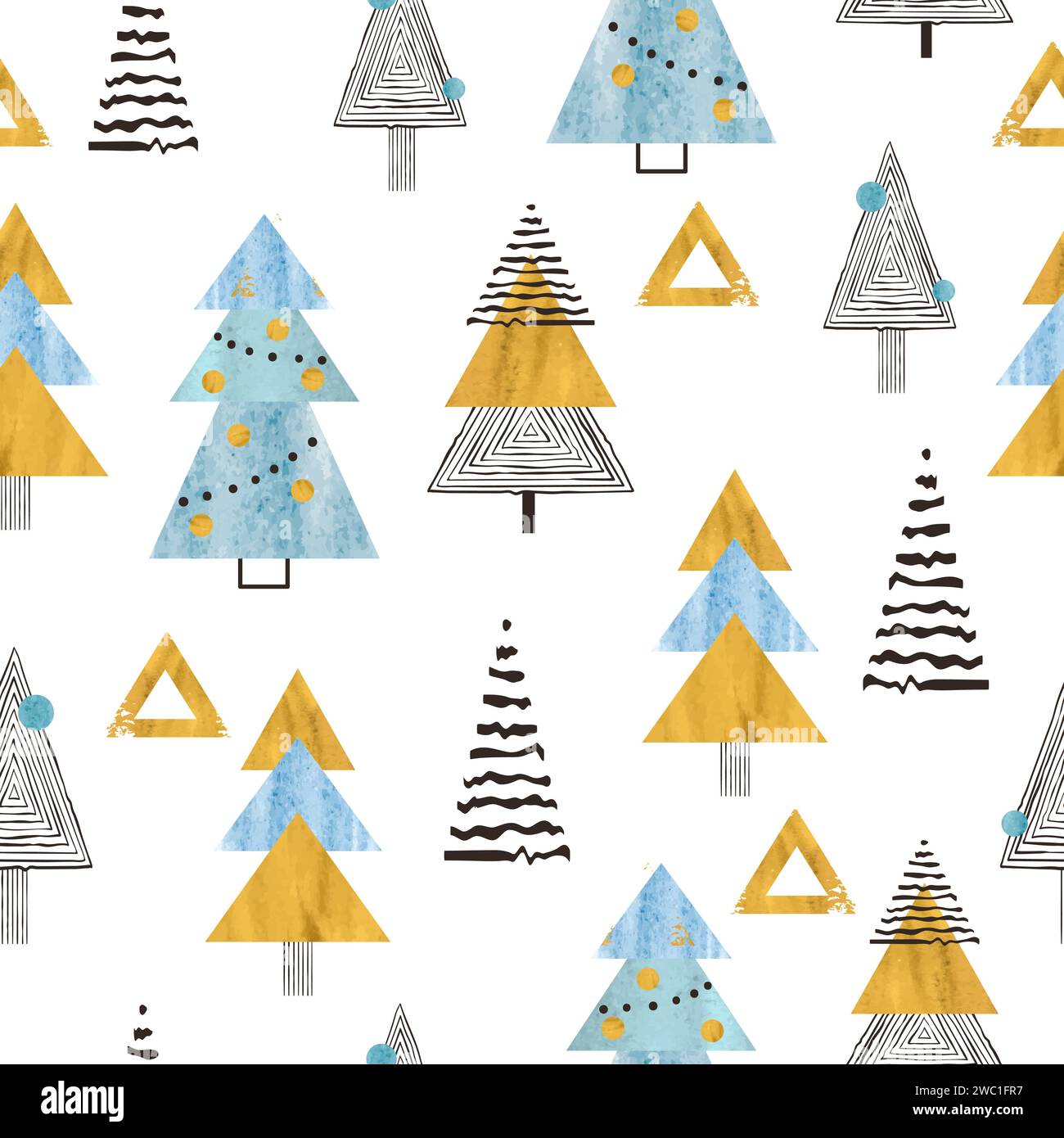 Seamless abstract Christmas trees pattern. Vector holiday background Stock Vector