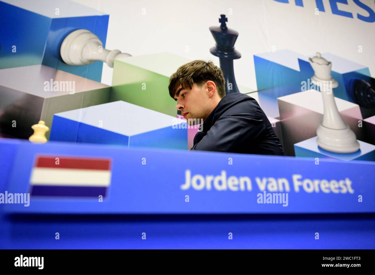 WIJK AAN ZEE Jorden van Foreest against Alireza Firouzja during the