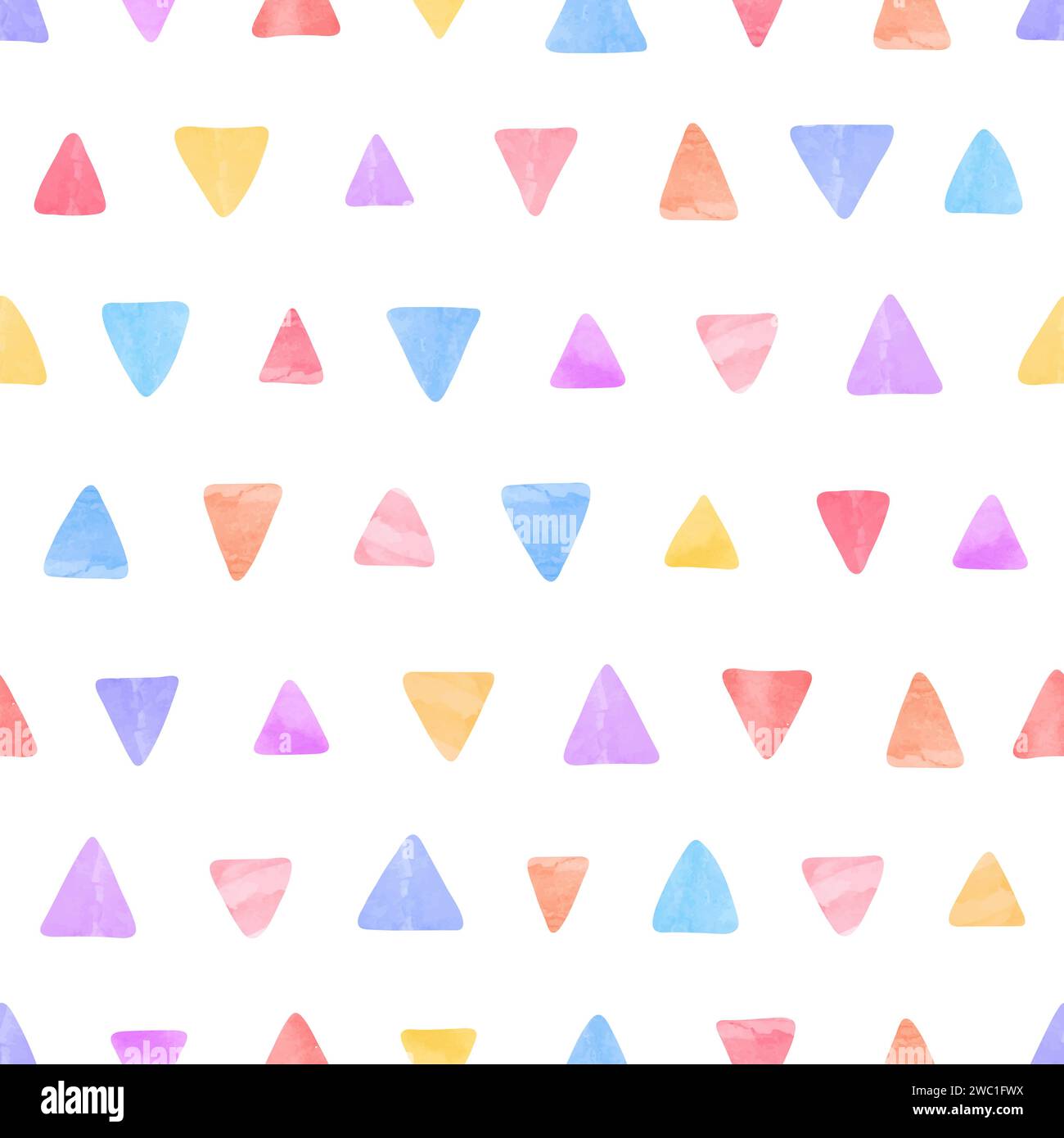 Colorful triangle pattern. Vector seamless geometric background with watercolor triangles Stock Vector