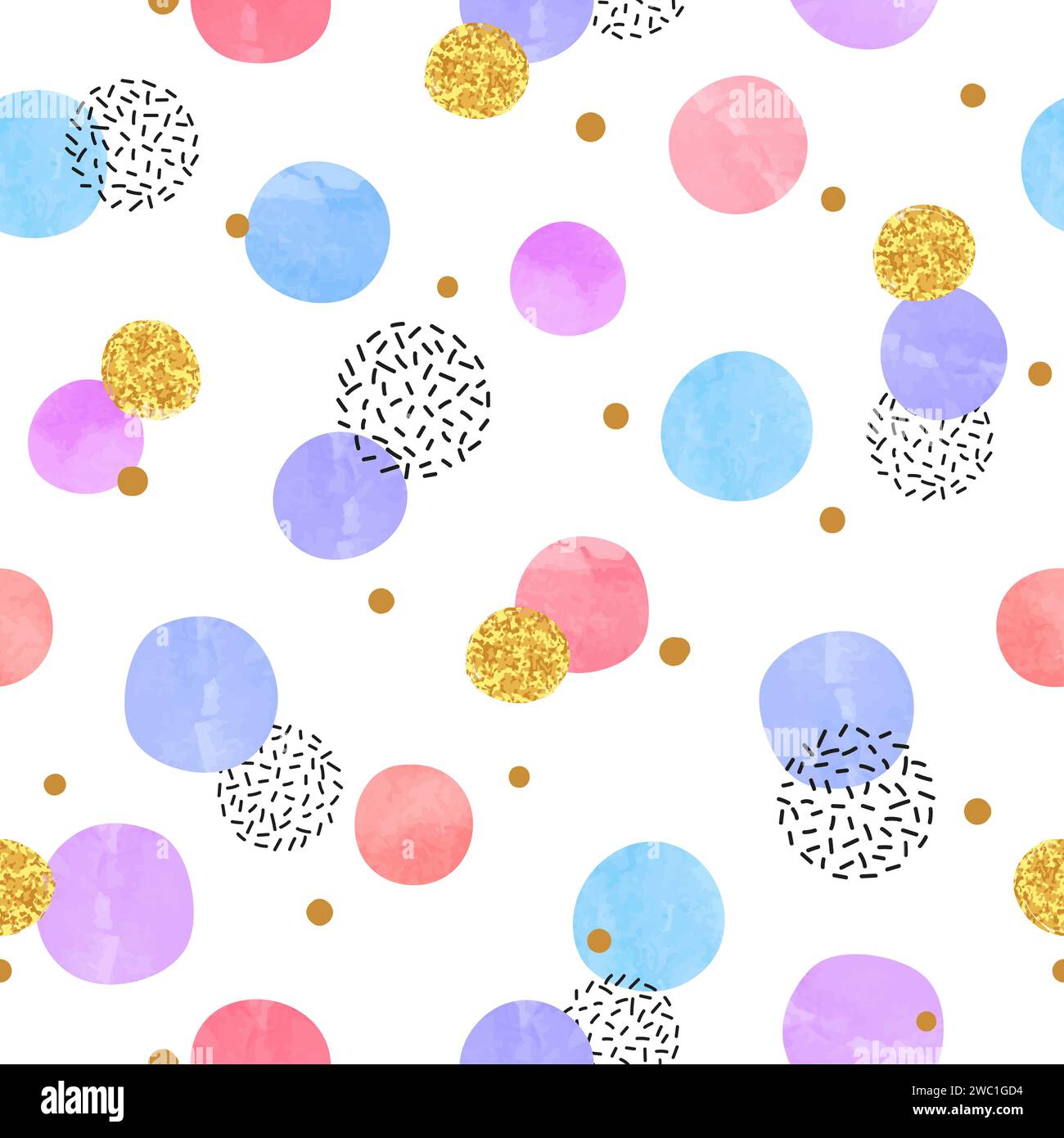 Seamless dotted pattern with colorful circles. Vector background with round shapes Stock Vector