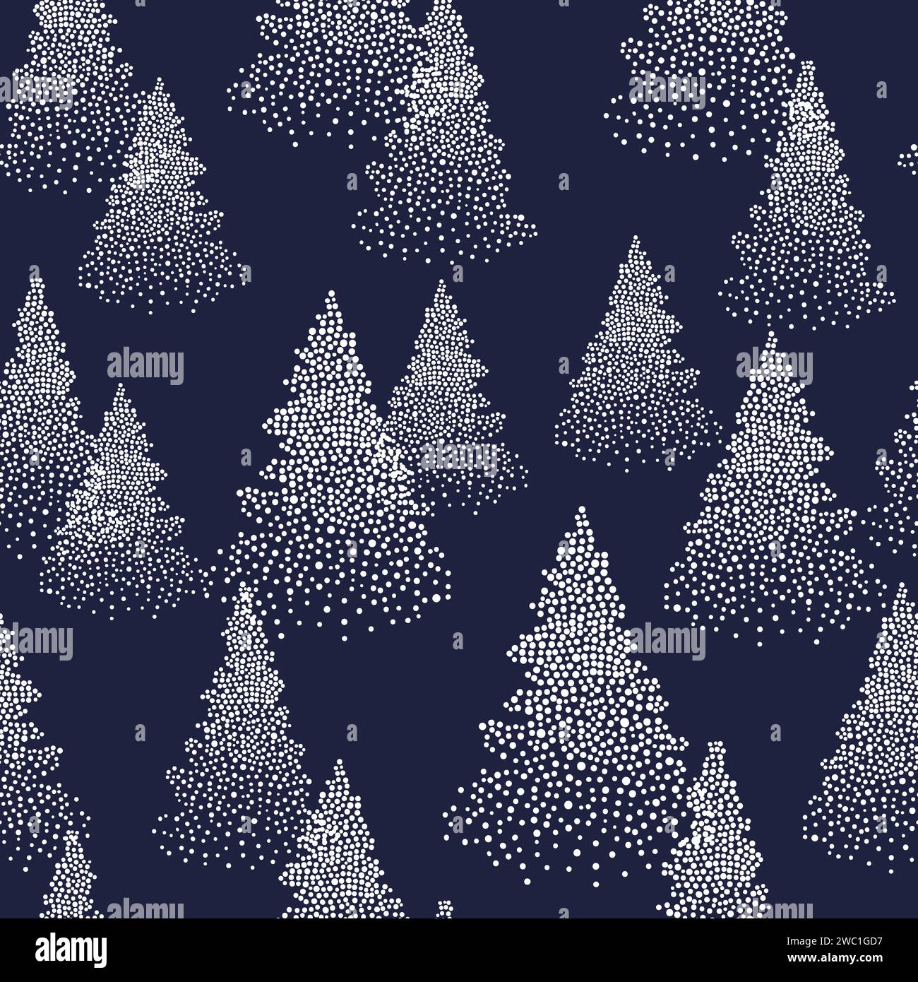 Seamless Christmas pattern with fir trees in snow. Winter forest vector ...