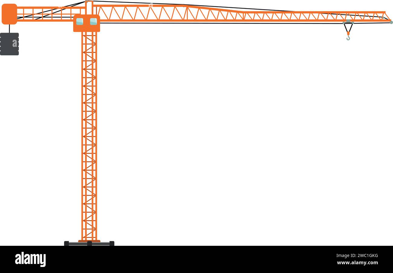 Construction Tower Crane Icon in Flat Style Stock Vector Image & Art ...
