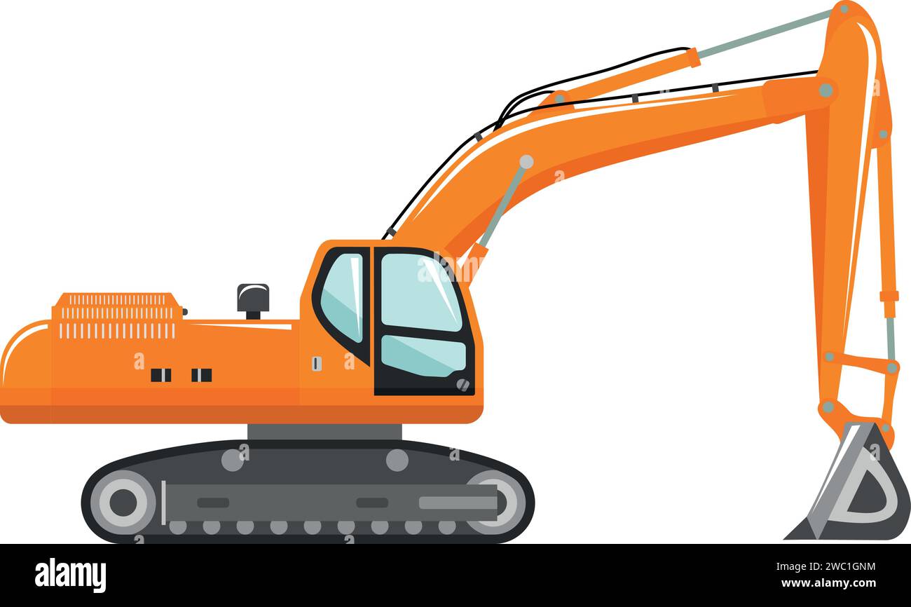 Excavator Icon in Flat Style Stock Vector Image & Art - Alamy