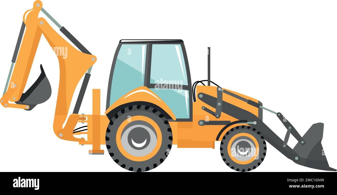 Wheel Backhoe Loader Icon in Flat Style Stock Vector Image & Art - Alamy