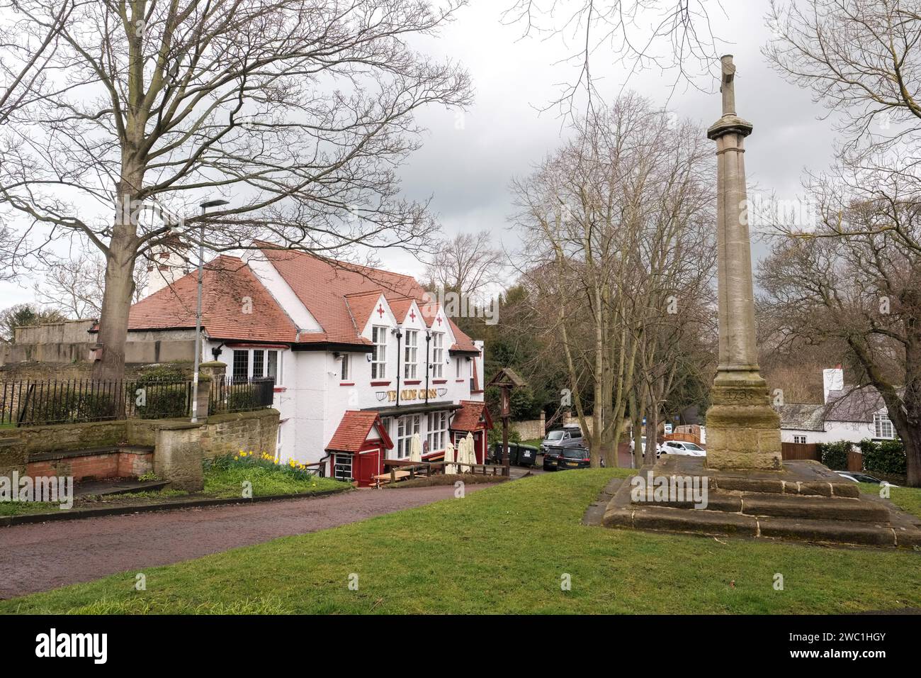 Ryton England: 17th March 2023 Ye Olde Cross Inn a traditional British pub in a north east England village Stock Photo
