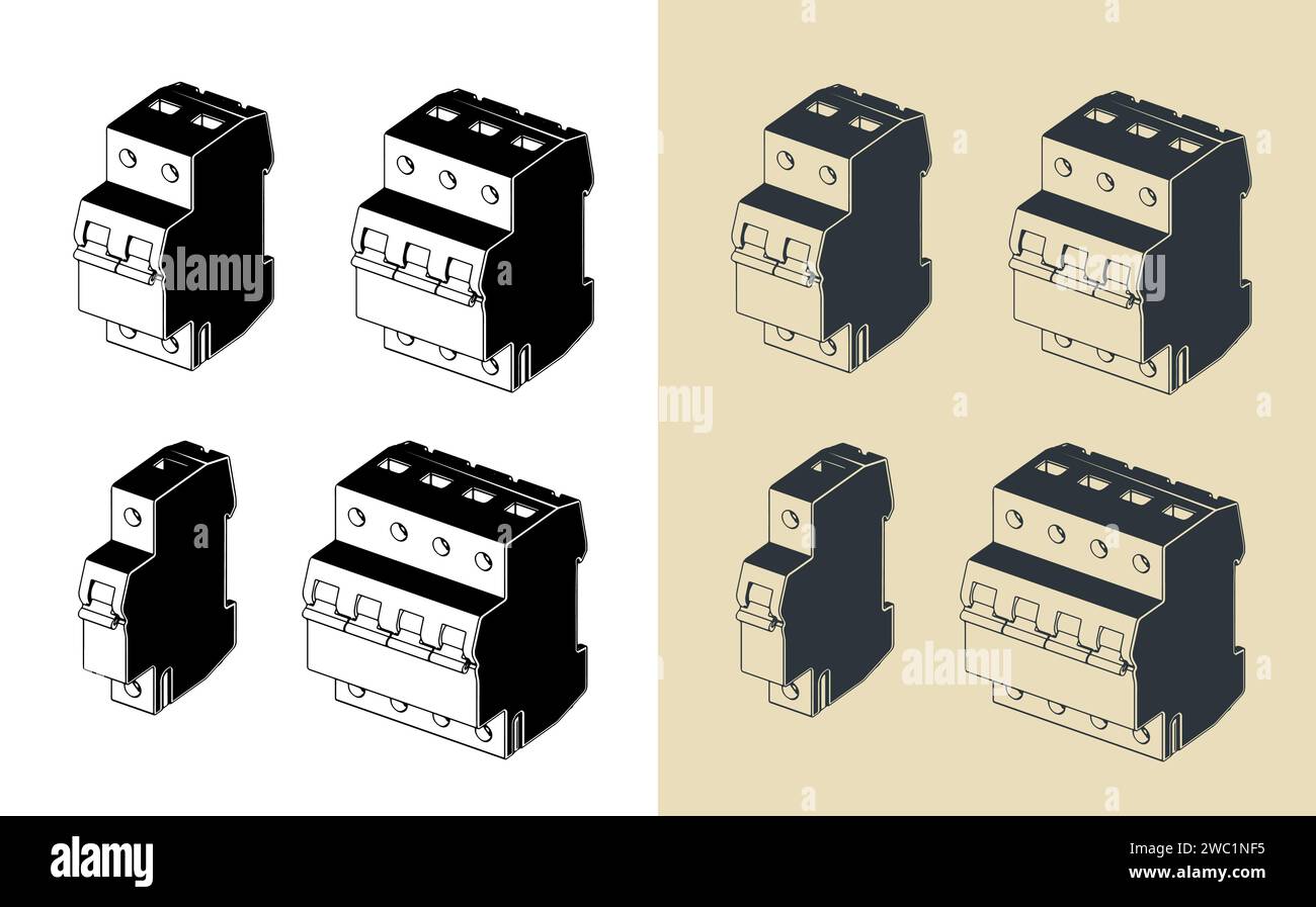 Stylized vector illustrations of a circuit breakers Stock Vector