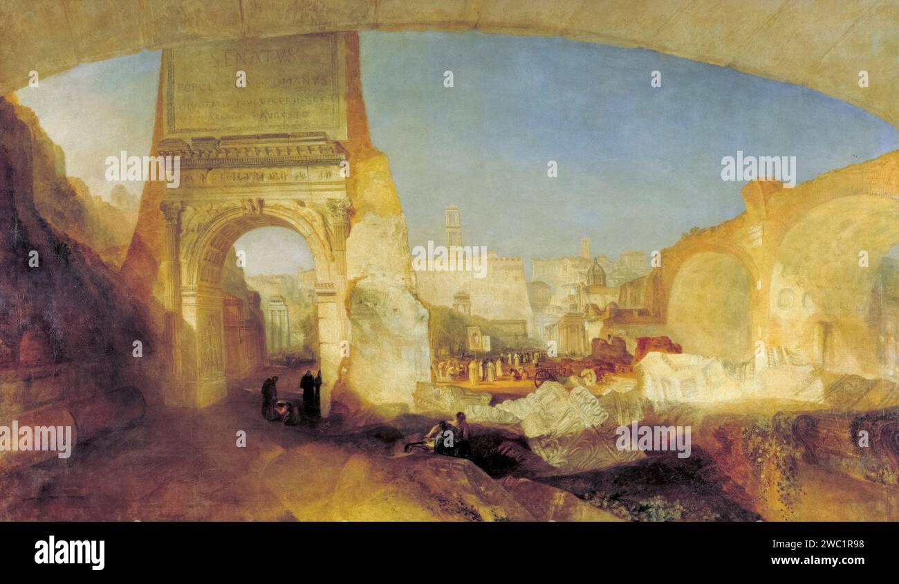 JMW Turner, Forum Romanum, for Mr Soane's Museum, painting in oil on canvas, 1826 Stock Photo