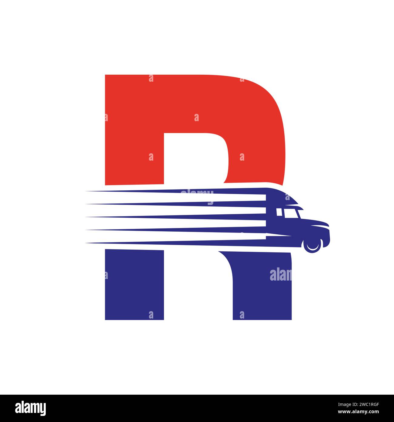 Initial Letter R Truck Logo For Transportation Symbol. Transportation Logotype Stock Vector