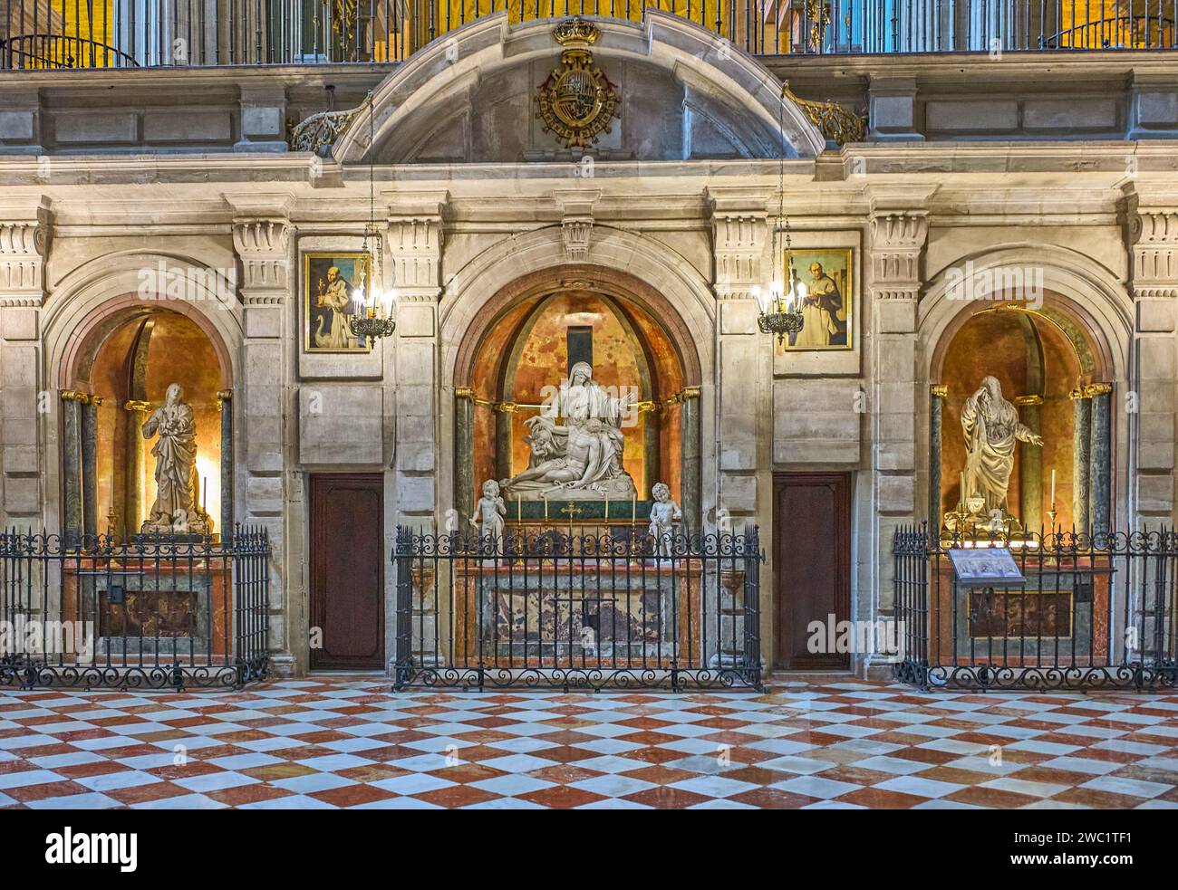 Malaga, Spain - July 30, 2022:  The Chapels of the Retrochoir of the Malaga Cathedral (or Santa Iglesia Catedral Basílica de la Encarnación) Stock Photo