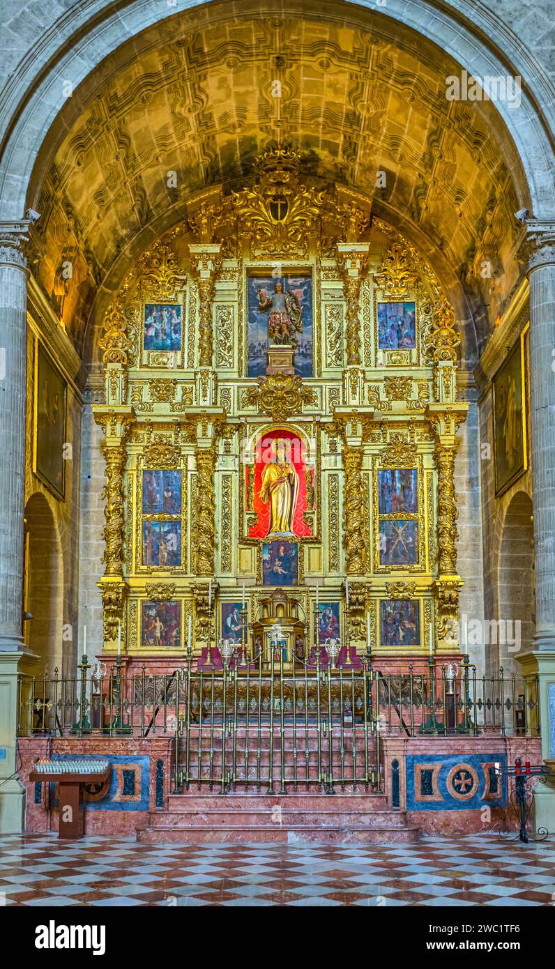 Malaga, Spain - July 30, 2022:   The Chapel of the Holy Heart in the Malaga Cathedral (or Santa Iglesia Catedral Basílica de la Encarnación) Stock Photo