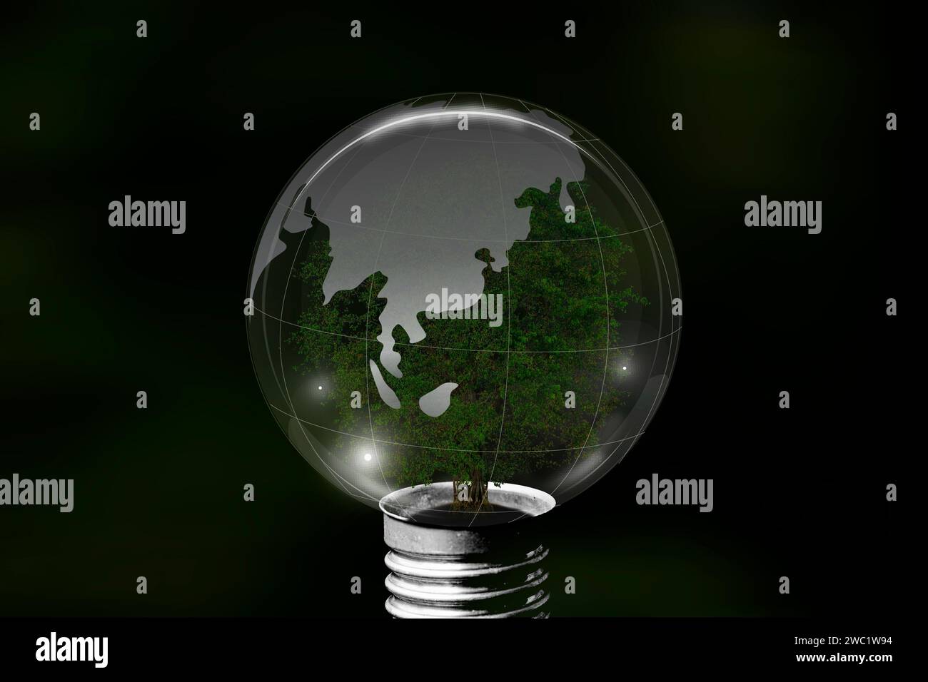 Tree growing inside light bulb nature. Saving energy and eco concept ...