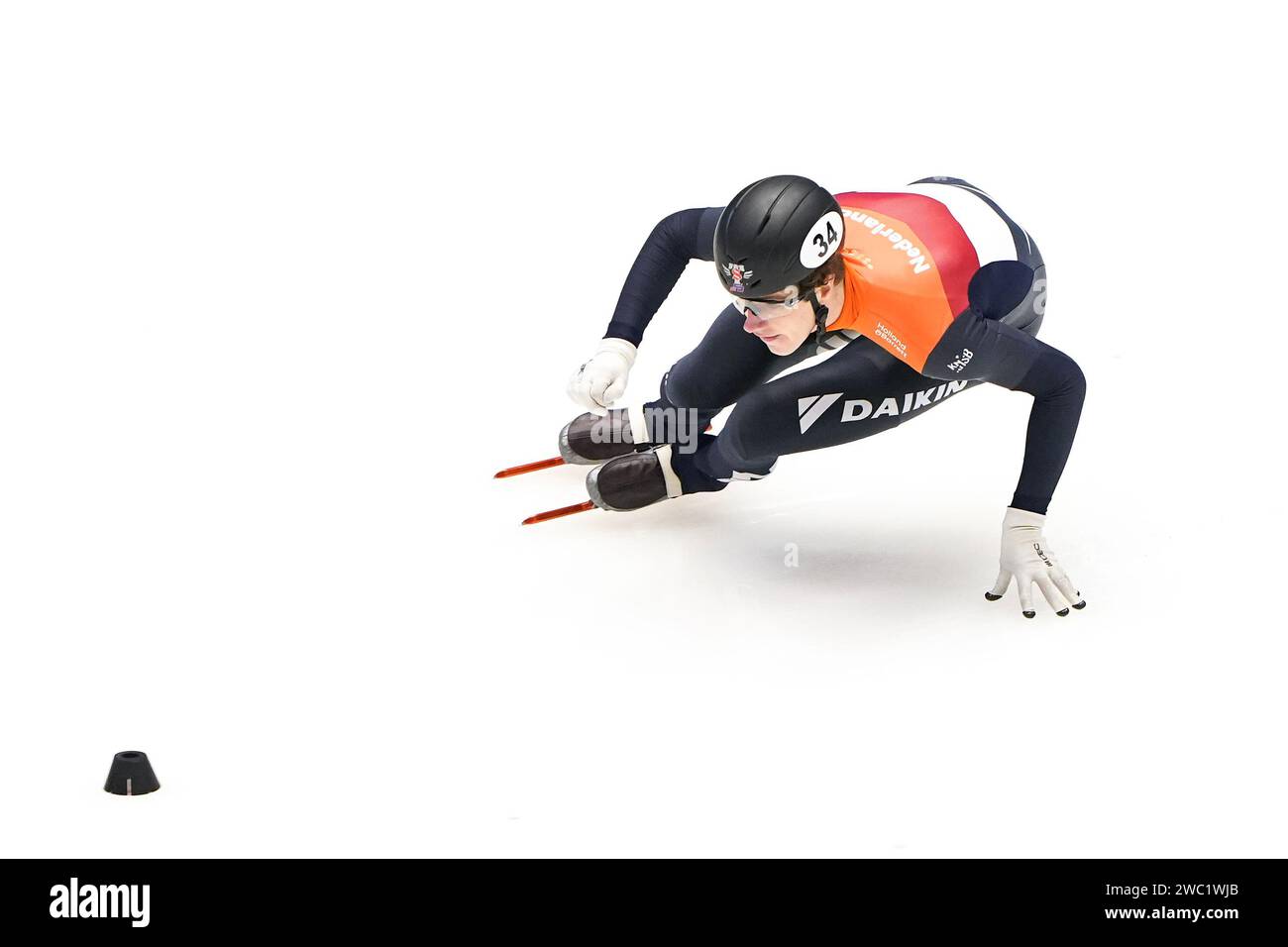 Gdansk, Poland. 13th Jan, 2024. GDANSK, POLAND - JANUARY 13: Teun Boer of The Netherlands competing on the 500m Quarter Finals during the ISU European Short Track Speed Skating Championships at Hala Olivia on January 13, 2024 in Gdansk, Poland. (Photo by Andre Weening/Orange Pictures) Credit: Orange Pics BV/Alamy Live News Stock Photo