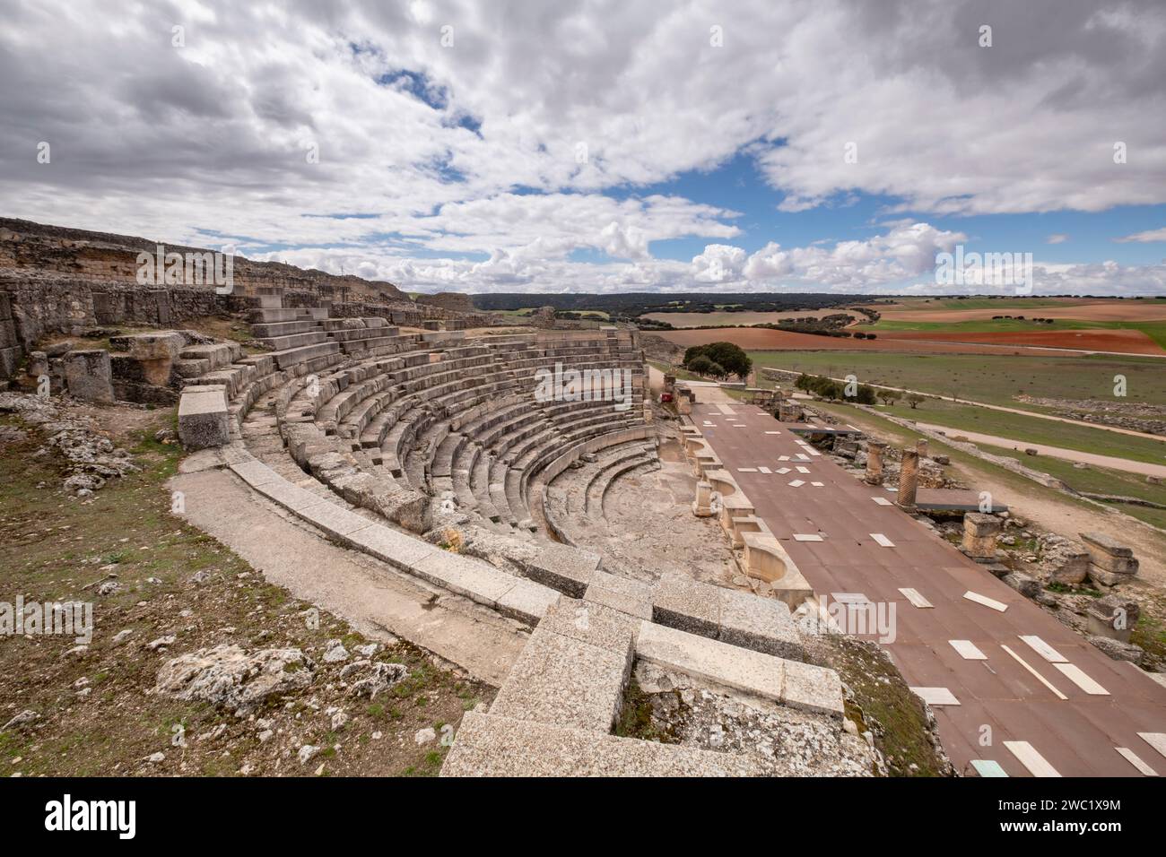 Teatro romano, parque arqueológico de Segóbriga, Saelices, Cuenca, Castilla-La Mancha, Spain Stock Photo