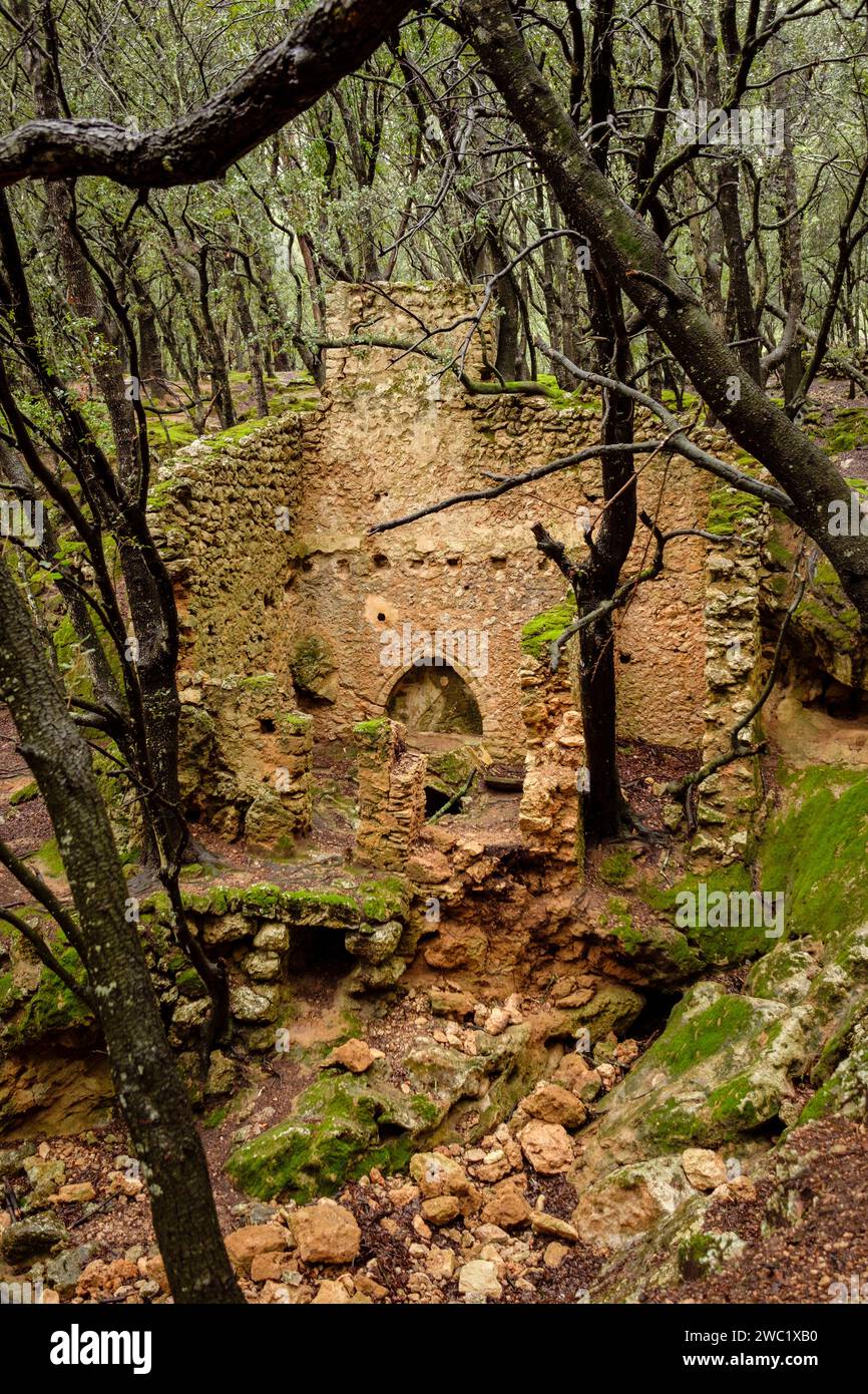 molino harinero de agua de la época musulmana, es Freu, valle de Coanegra, Orient, Mallorca, balearic islands, Spain Stock Photo