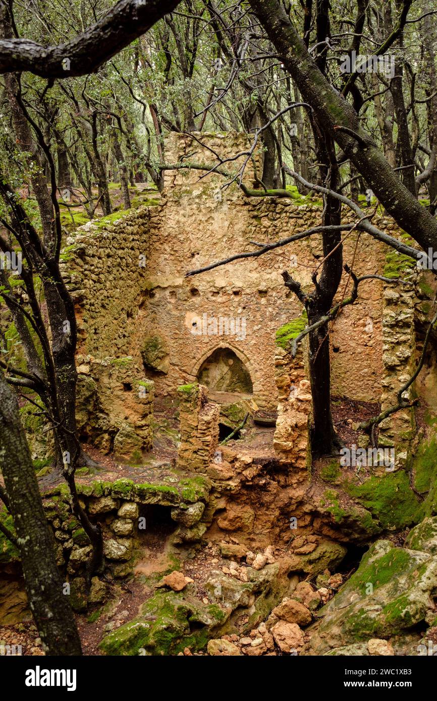 molino harinero de agua de la época musulmana, es Freu, valle de Coanegra, Orient, Mallorca, balearic islands, Spain Stock Photo