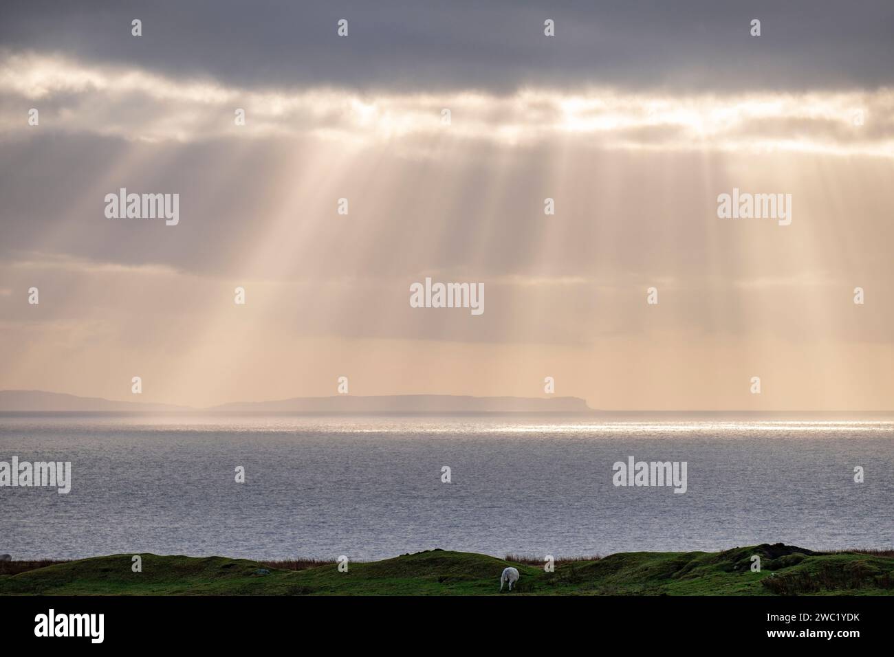 atardecer, Neist Point, isla de Skye, Highlands, Escocia, Reino Unido Stock Photo