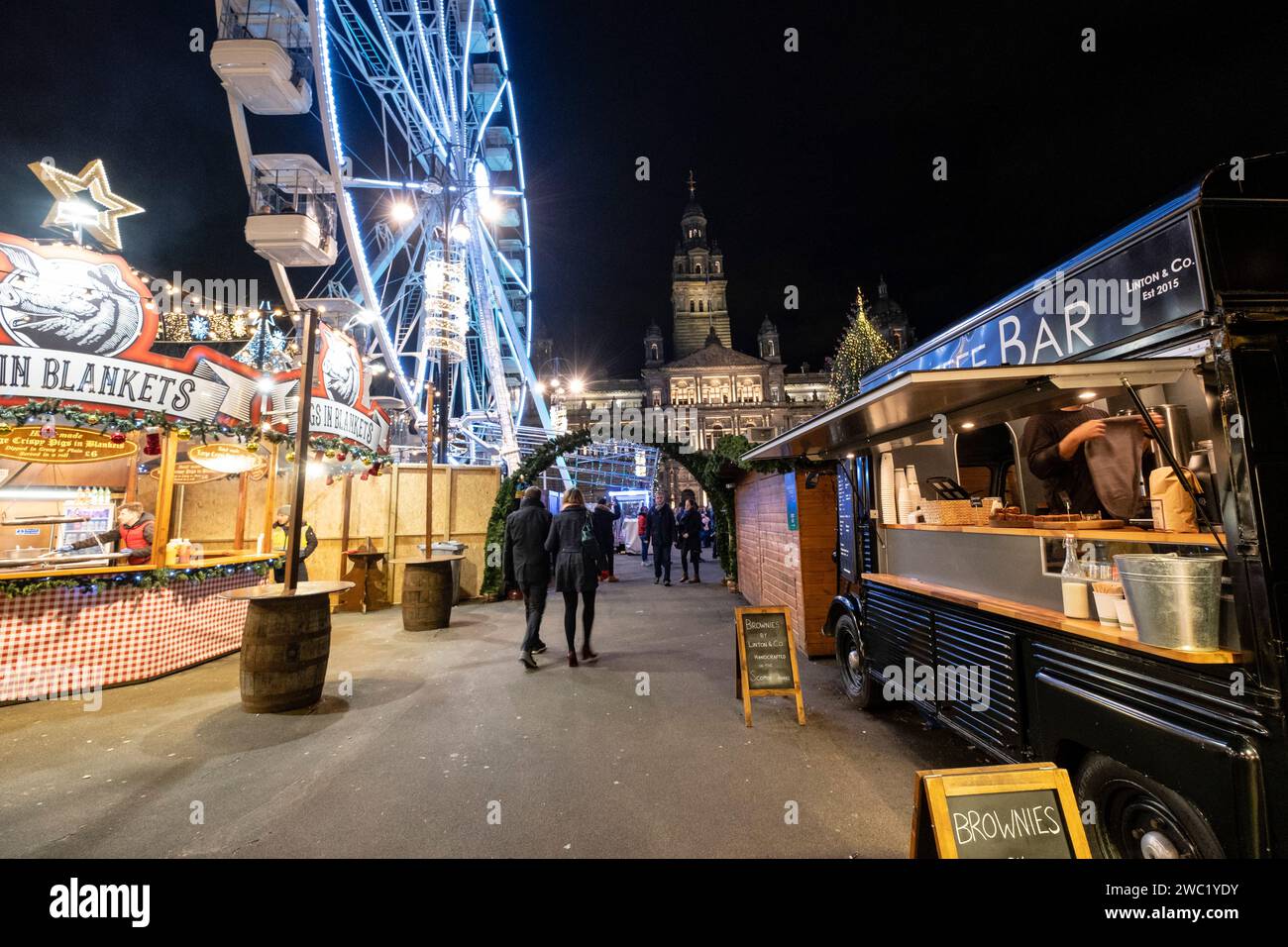 Mercado de Navidad de George Square, Glasgow,lowands, Reino Unido Stock Photo