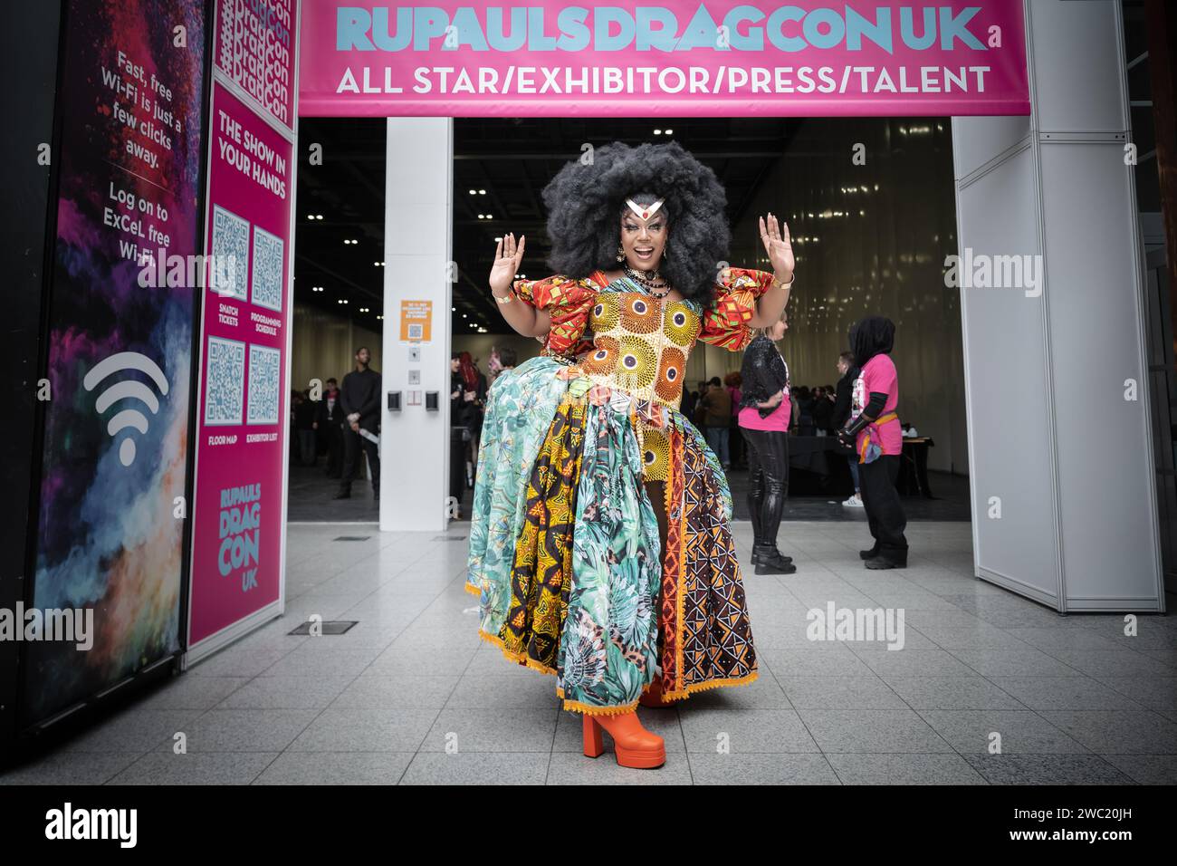London, UK. 13th January 2024. Vibrant Drag Queens and fans arrive at