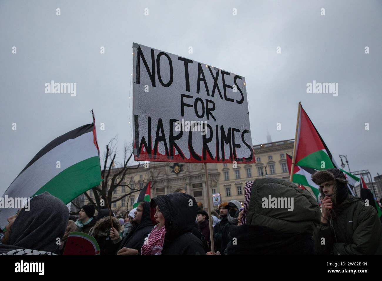 Berlin Germany 13th Jan 2024 In Berlin A Contentious Pro Palestine   Berlin Germany 13th Jan 2024 In Berlin A Contentious Pro Palestine Protest On January 13 2024 At Neptunbrunnen Near Alexanderplatz Demonstrated The Escalating Tensions Over The Israel Gaza War Protesters Vehemently Opposing Israels Military Actions In Gaza Accused The Nation Of Terrorism And Genocide German Chancellor Olaf Scholz Was Targeted For What Demonstrators Perceived As His Failure To Adequately Address Gazas Plight With Some Accusing Him Of Having Blood On His Hands A Striking Aspect Of The Protest Was The Explicit Support For Yemen Evidenced By Chants Praising Th 2WC2BKN 