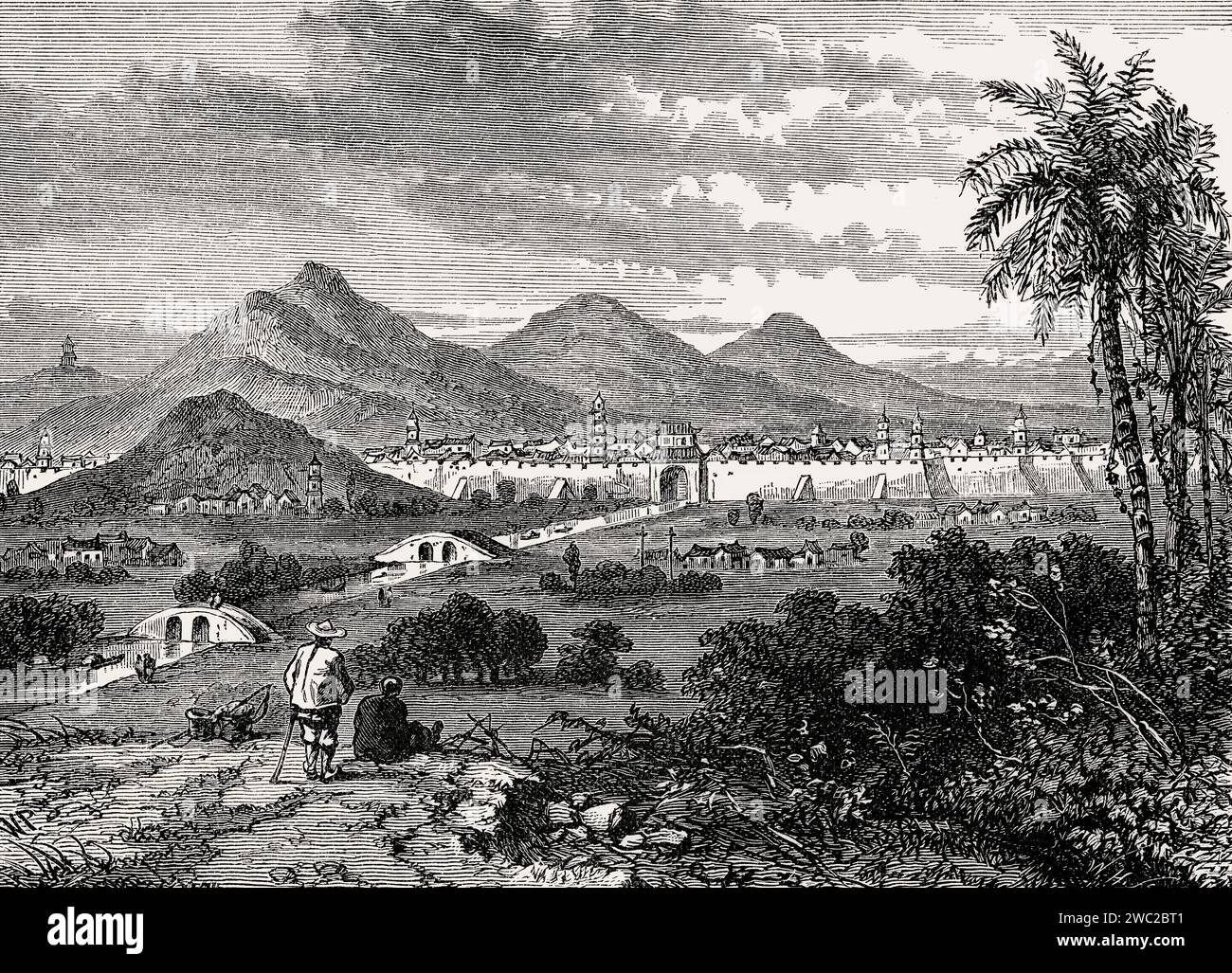 View of Nanjing or Nanking, Jiangsu province, China, c. 1840 Stock Photo