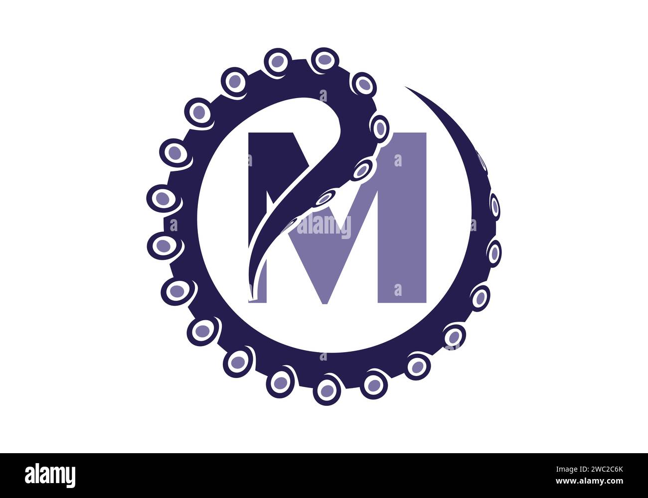 Octopus Logo With M Letter Design Concept Vector Template. Stock Vector