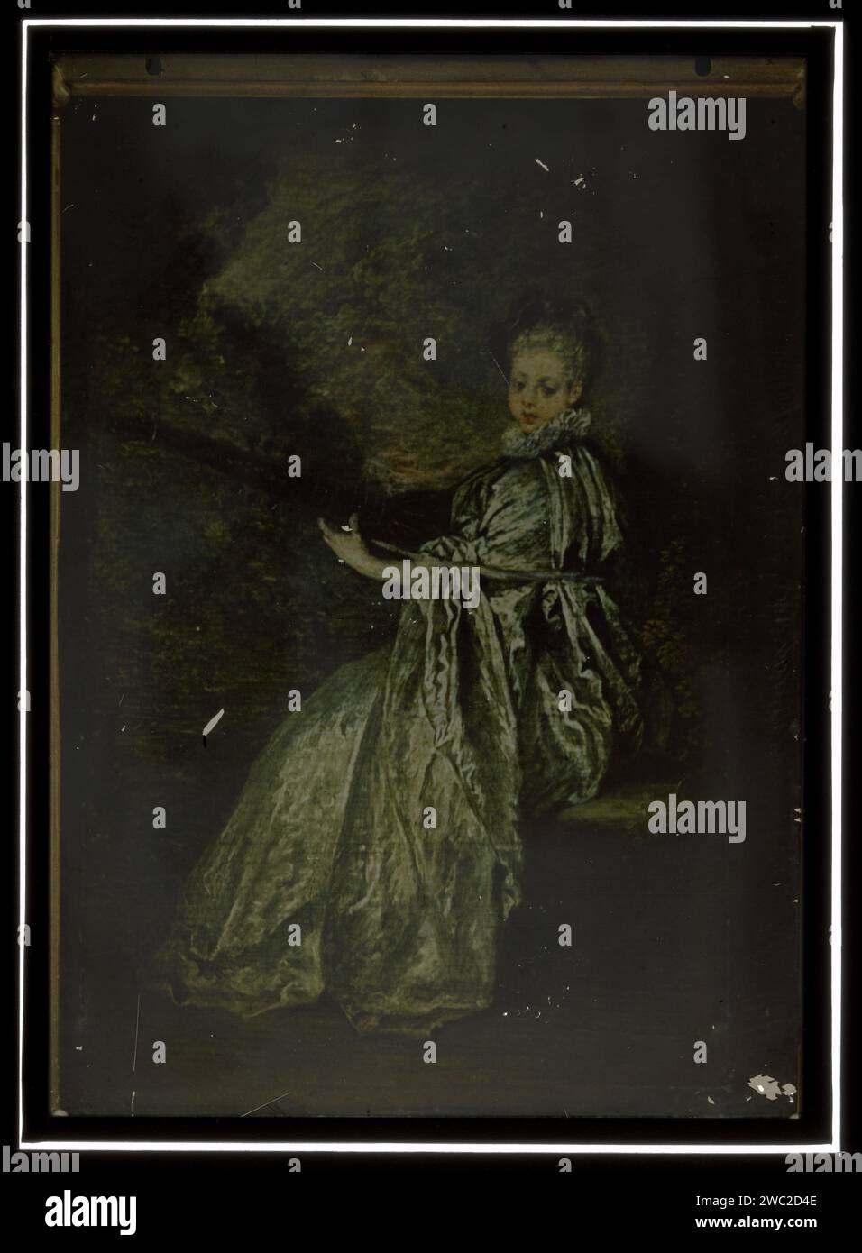 Reproductory van Antoine Watteau, La Finette, Louvre, Anonymous, After Jean Antoine Watteau, 1907 - 1935 photograph   glass slide picture, painting Stock Photo