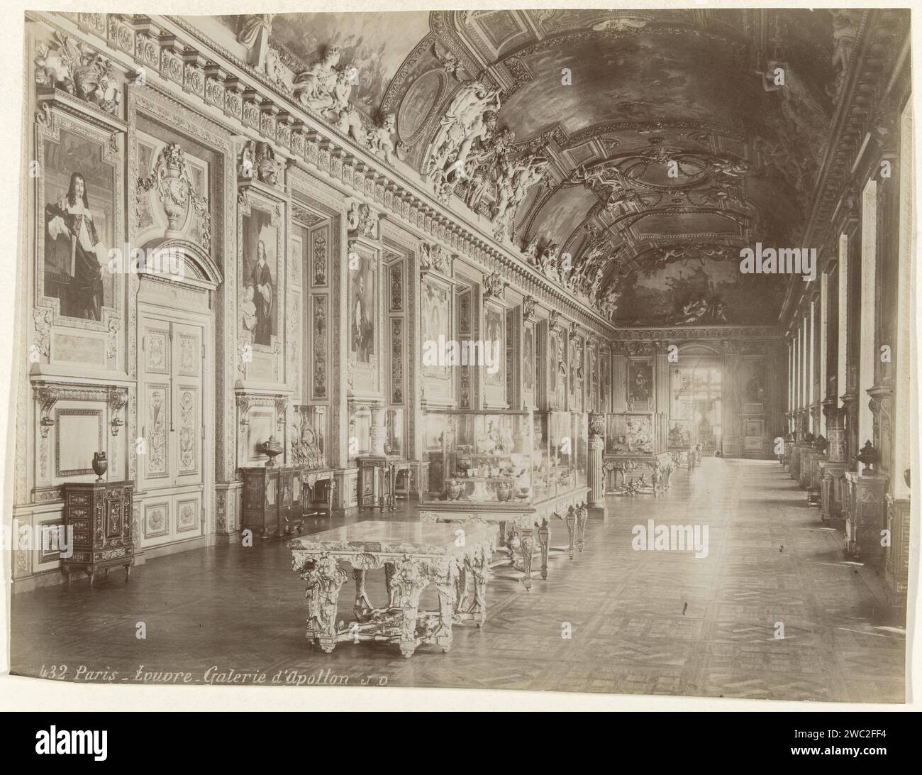 Gallery in the Louvre, Paris, JD, 1870 1910 photograph Paris paper