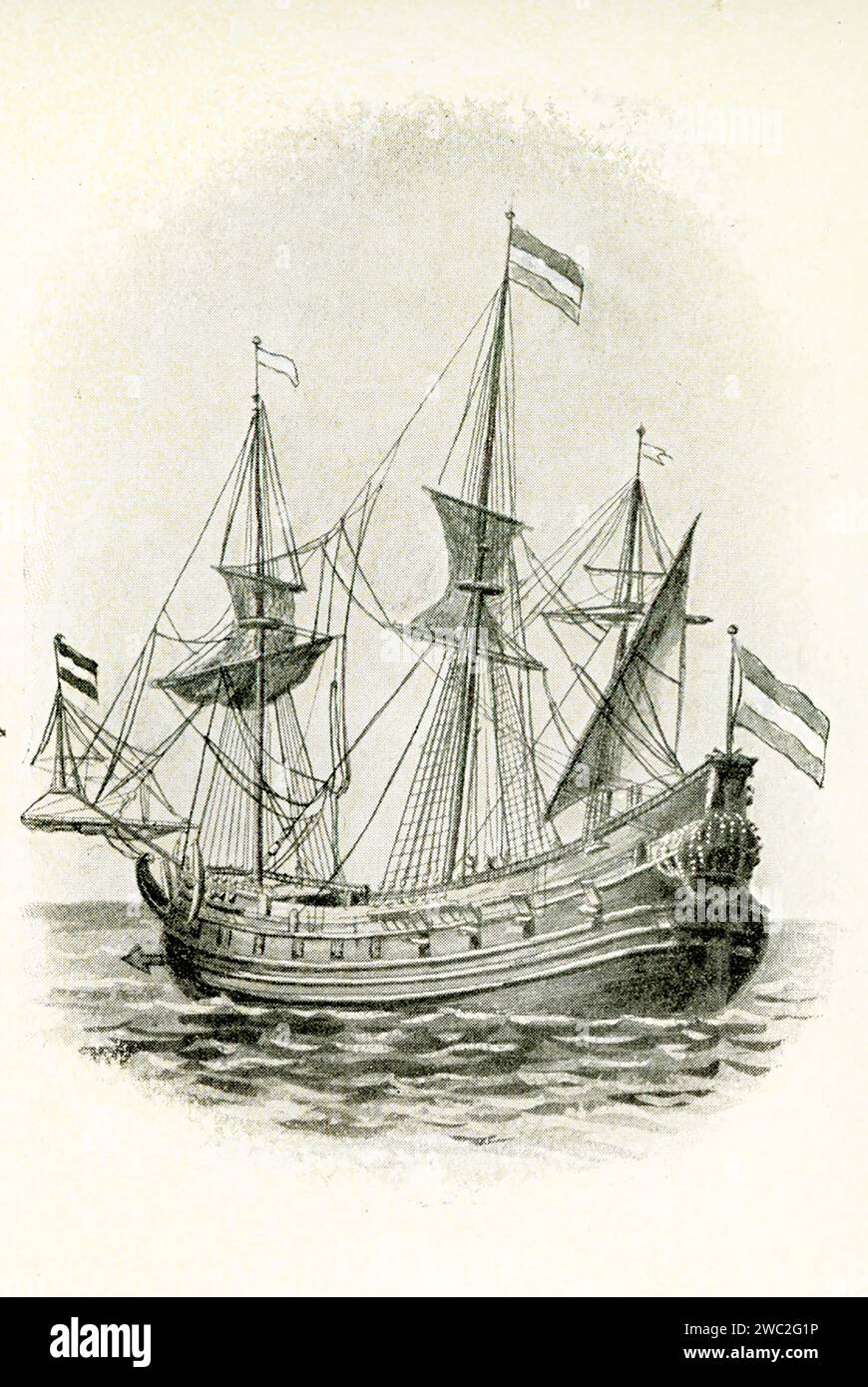 French warship around 1650 after a drawing by Pierre Puget, 17th century painter and sculptor Stock Photo