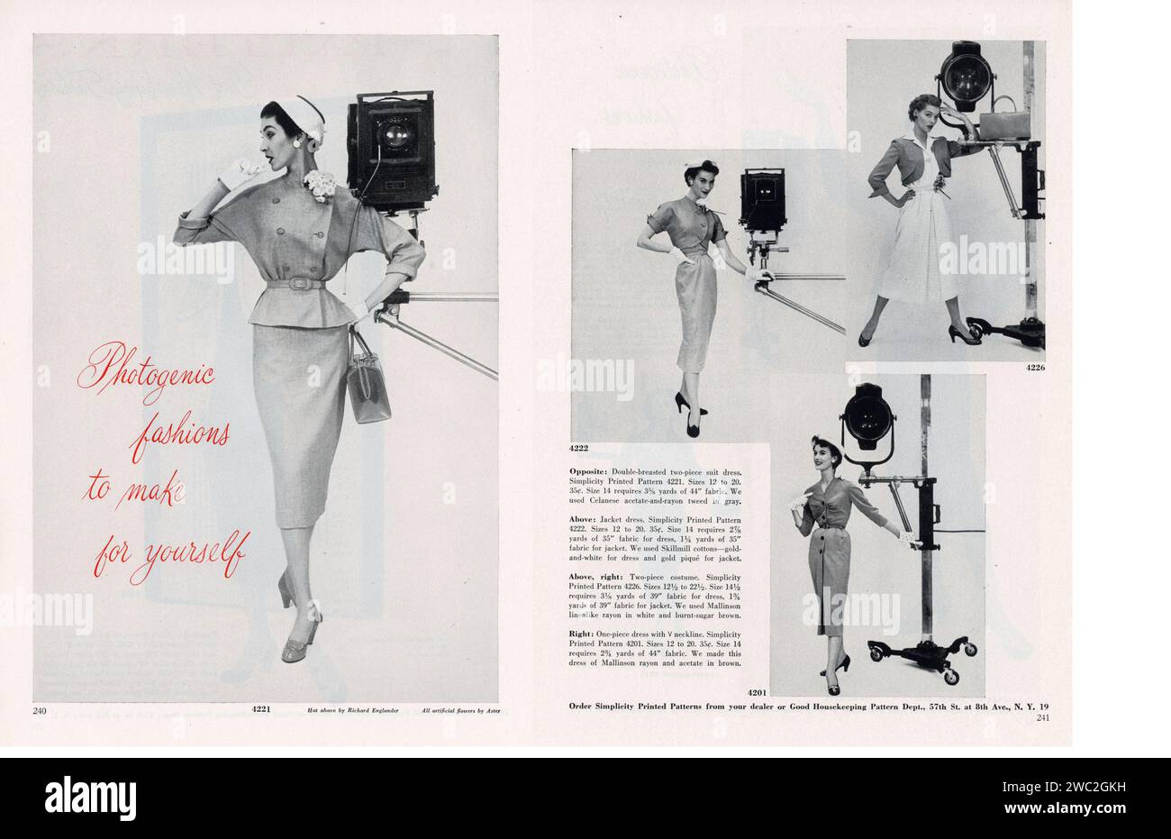 Vintage 'Good Housekeeping' March 1953 Magazine Spring Fashions Article and pictorial, USA Stock Photo